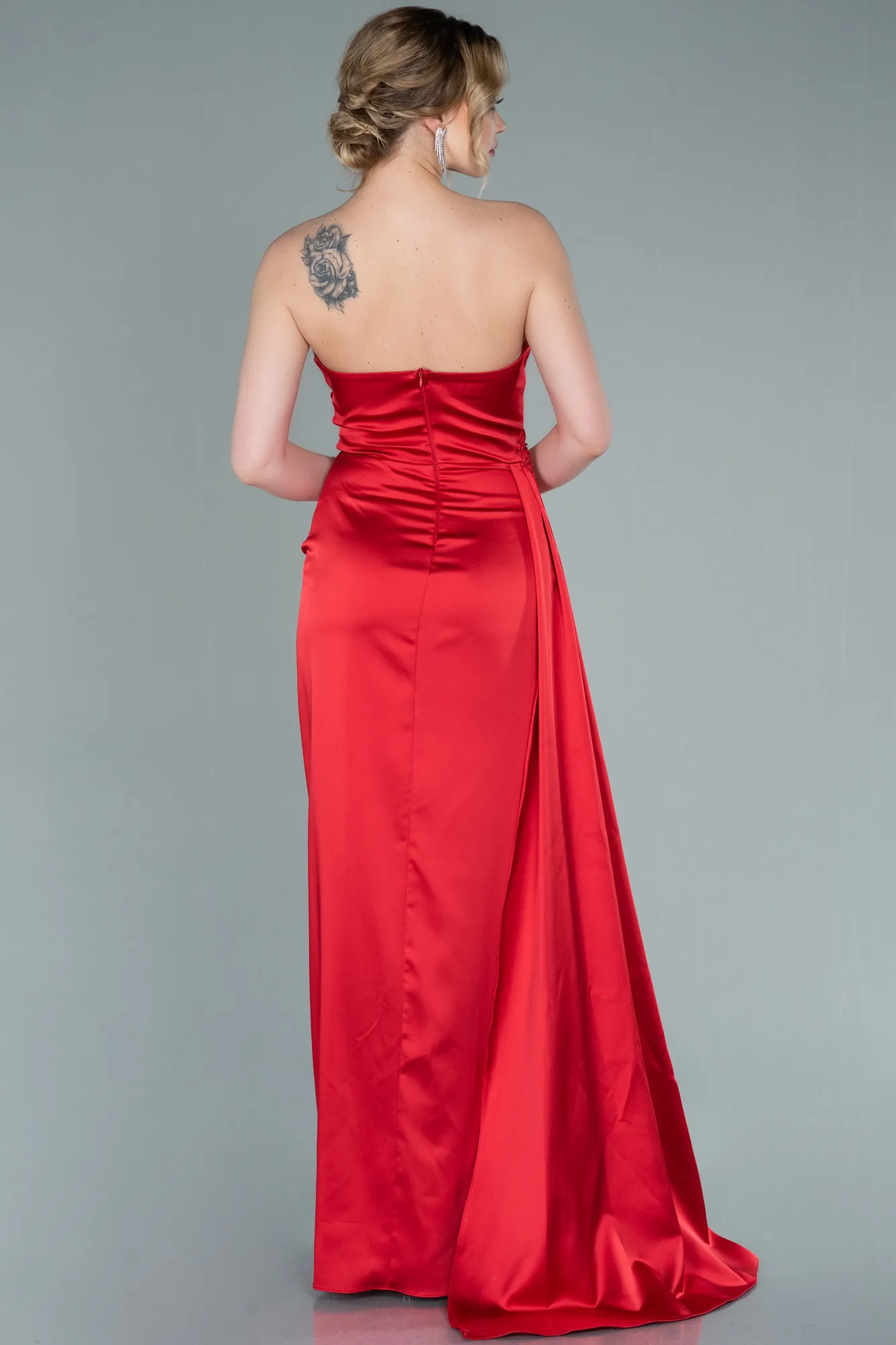 Red-Long Satin Evening Dress ABU2323