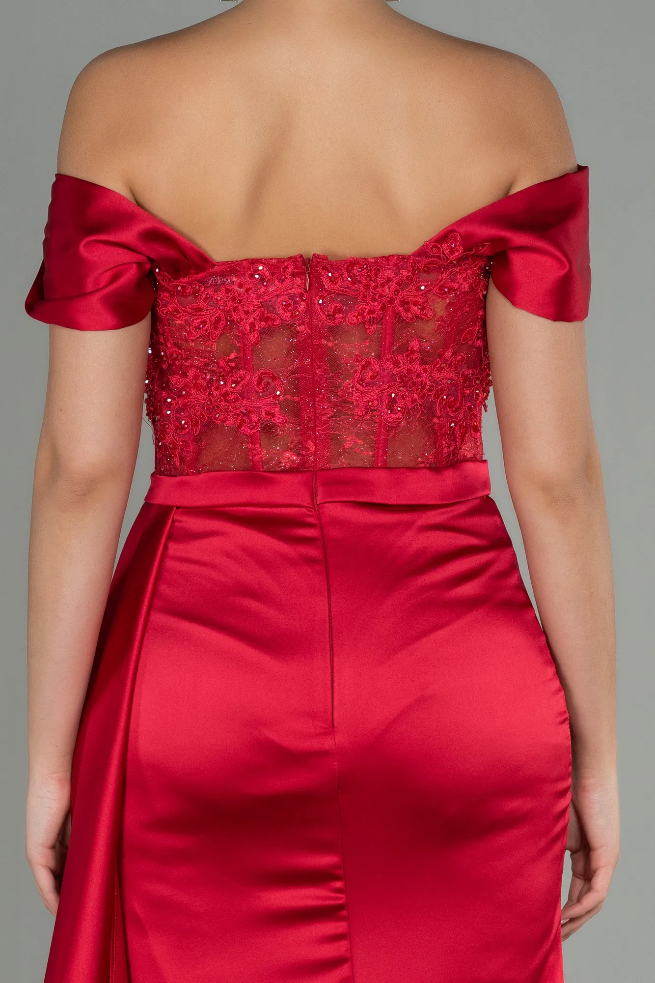 Red-Long Satin Evening Dress ABU2374