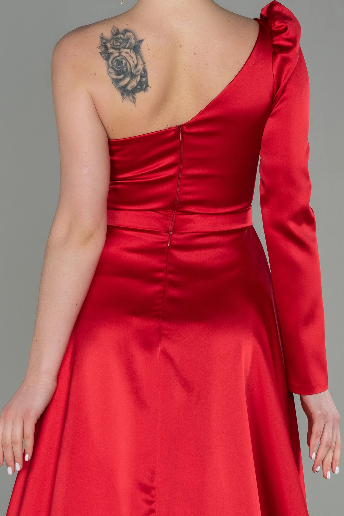 Red-Long Satin Evening Dress ABU2610