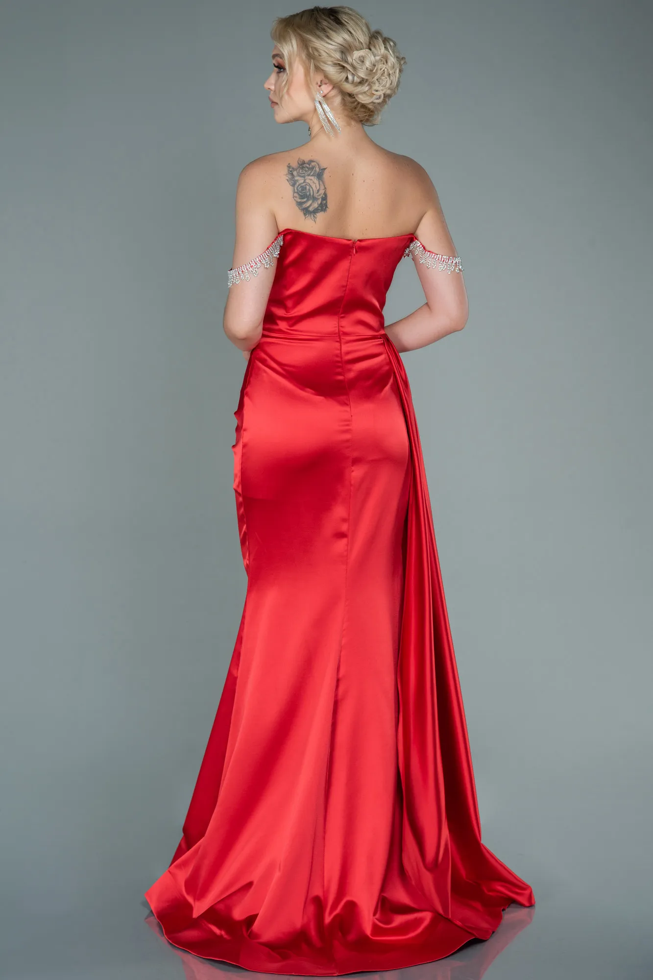 Red-Long Satin Evening Dress ABU2618