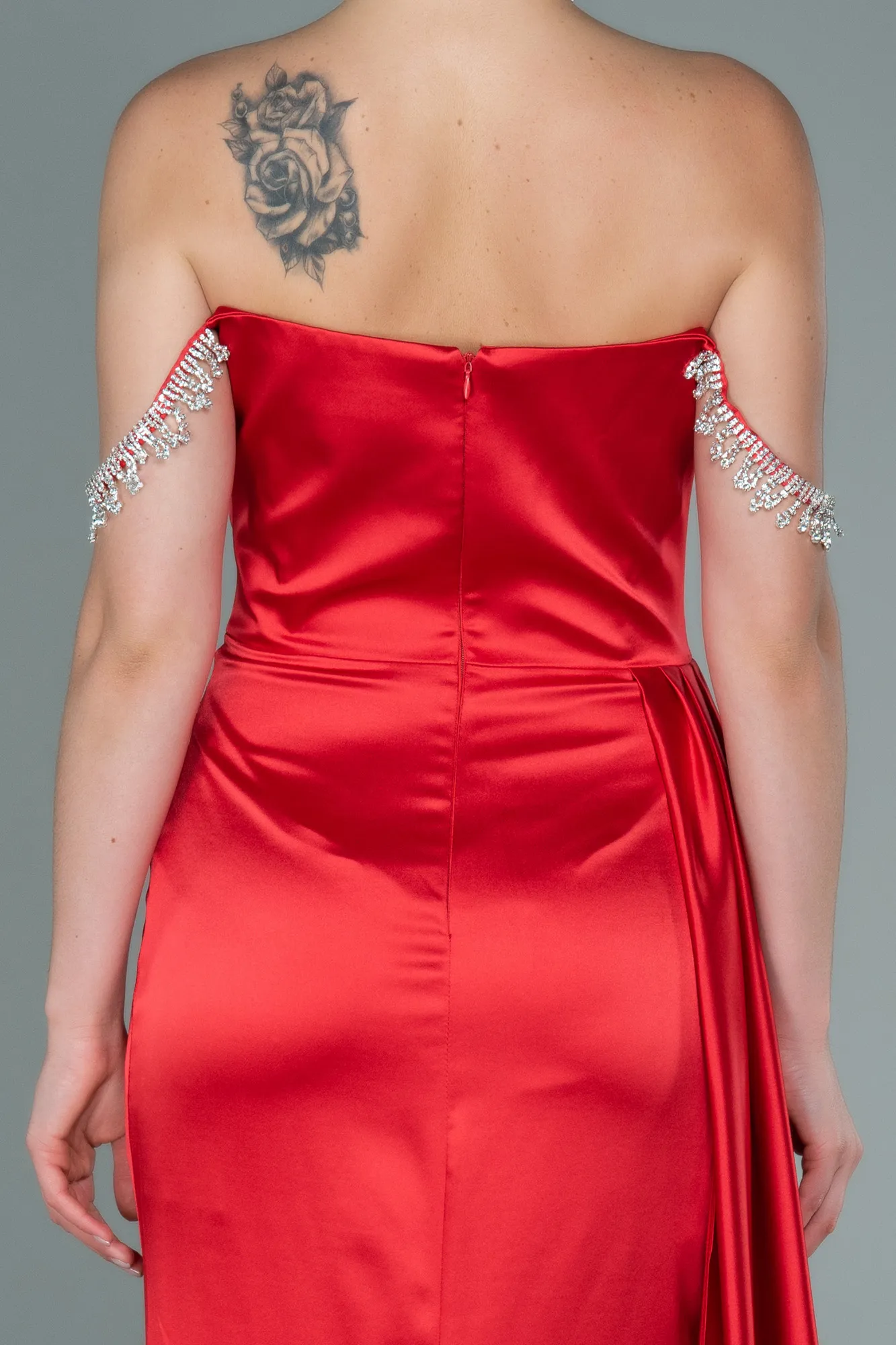 Red-Long Satin Evening Dress ABU2618