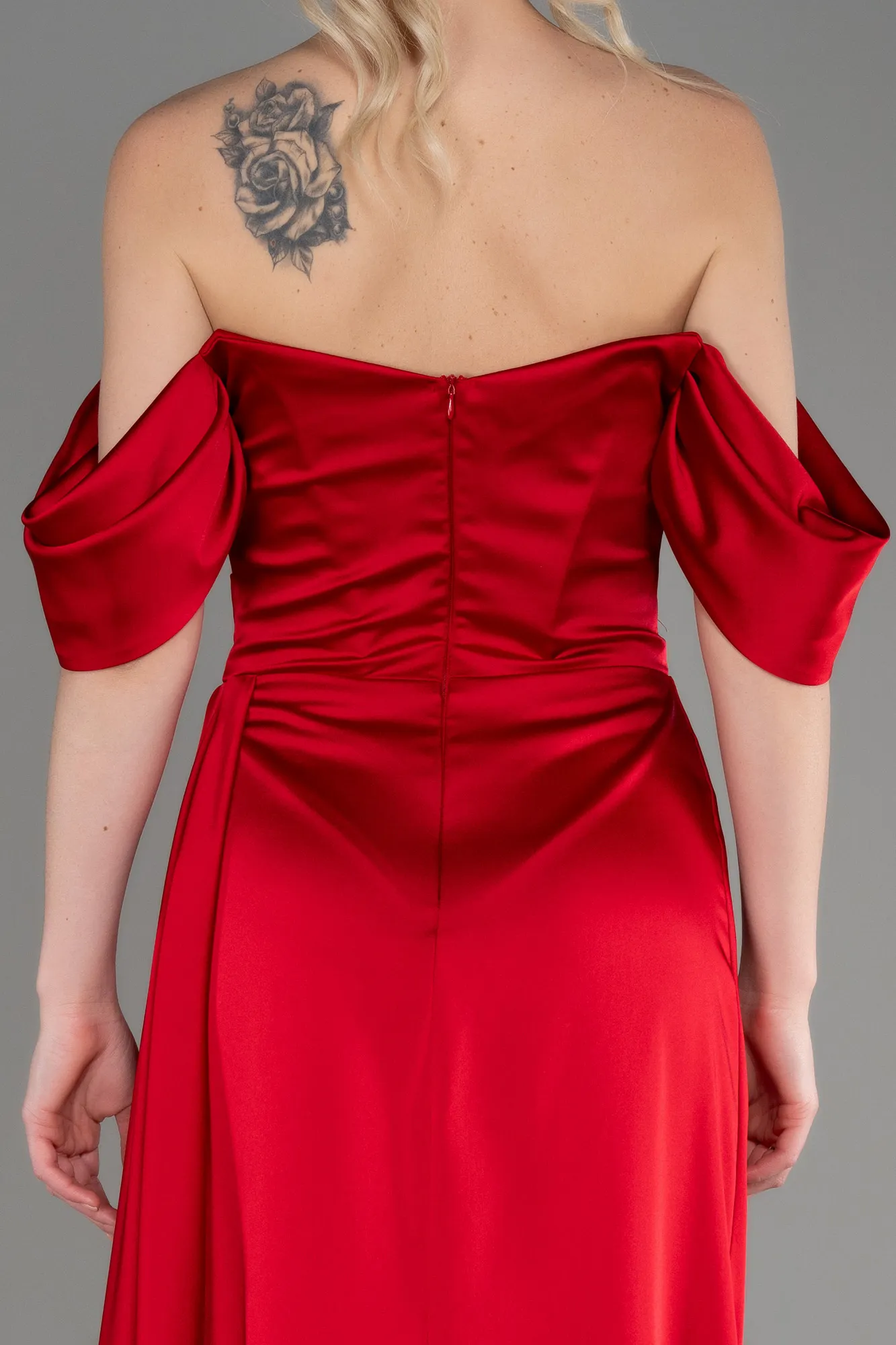 Red-Long Satin Evening Dress ABU2661