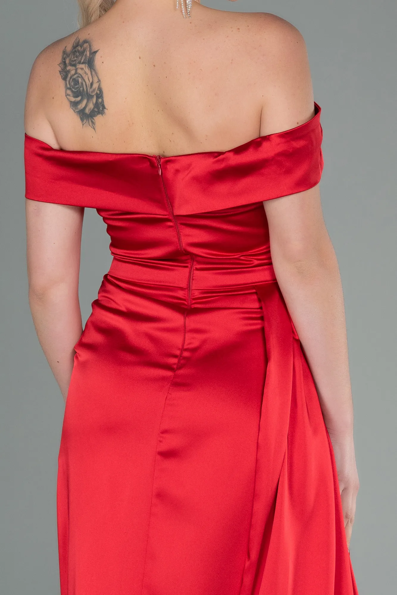 Red-Long Satin Evening Dress ABU2751