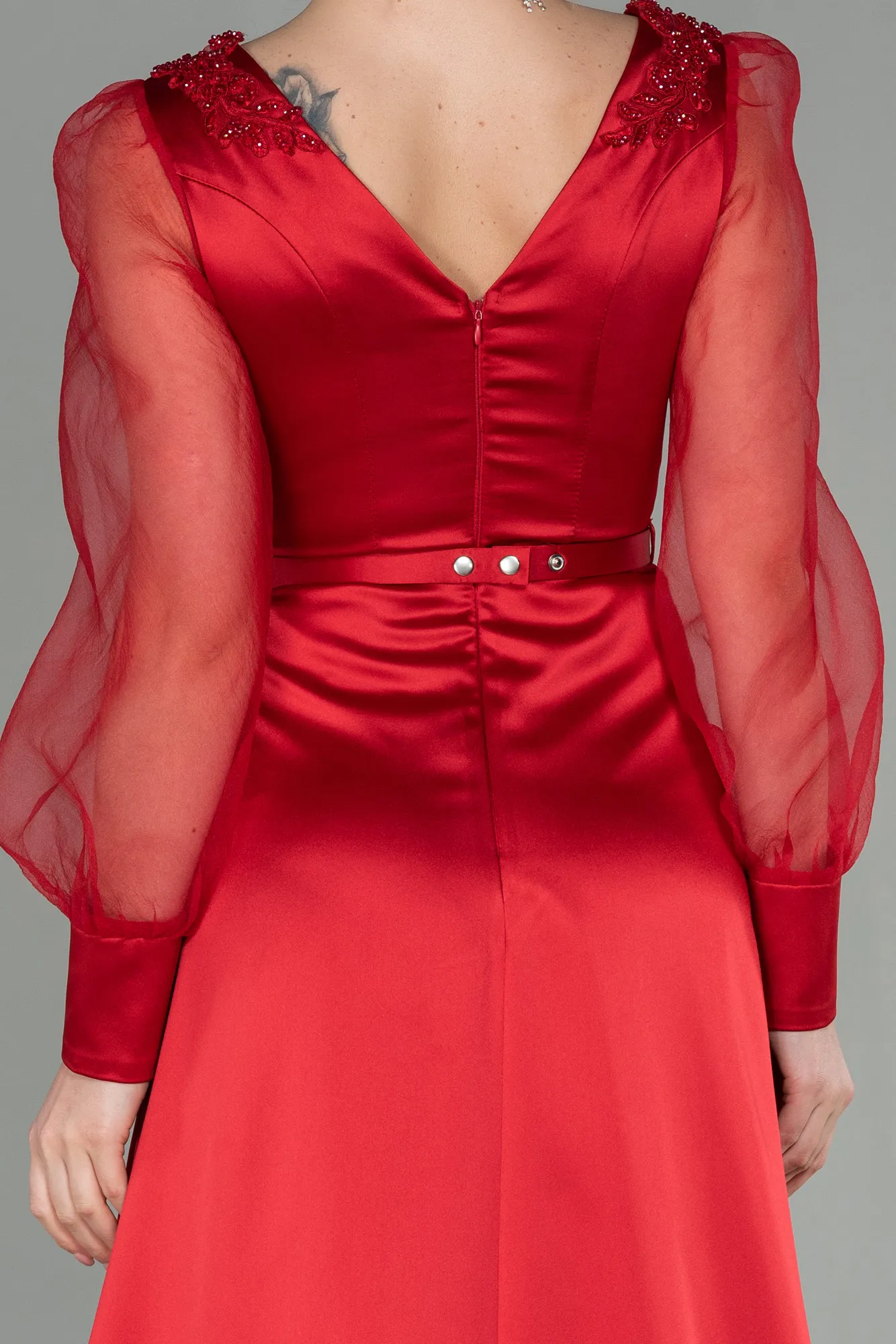 Red-Long Satin Evening Dress ABU2830