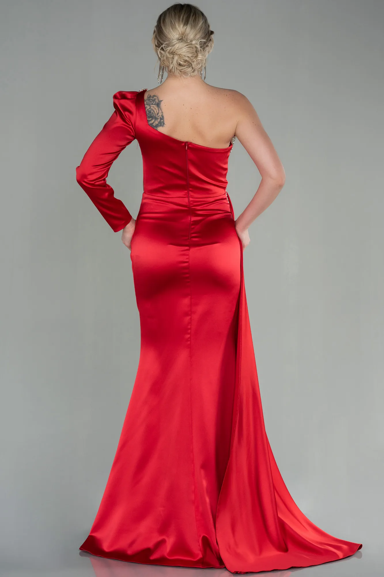 Red-Long Satin Evening Dress ABU2831