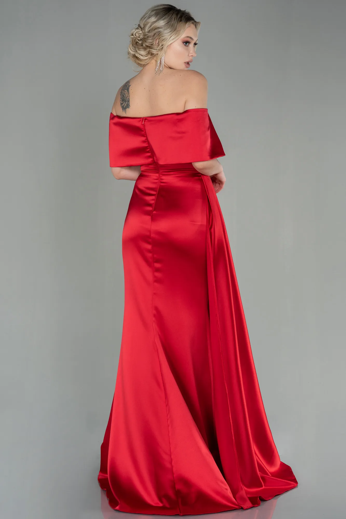 Red-Long Satin Evening Dress ABU2893