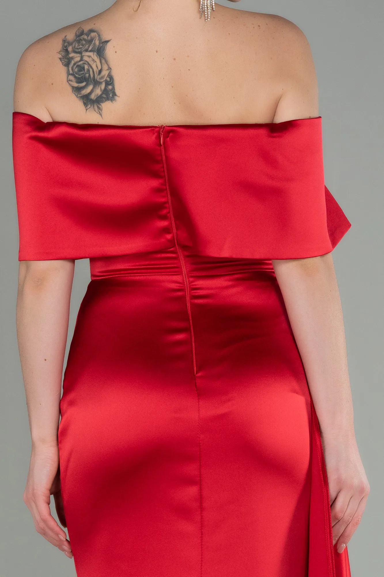 Red-Long Satin Evening Dress ABU2893