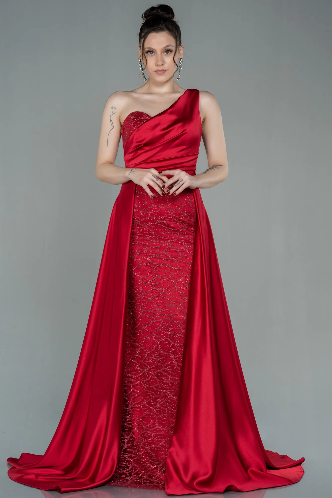 Red-Long Satin Evening Dress ABU2933