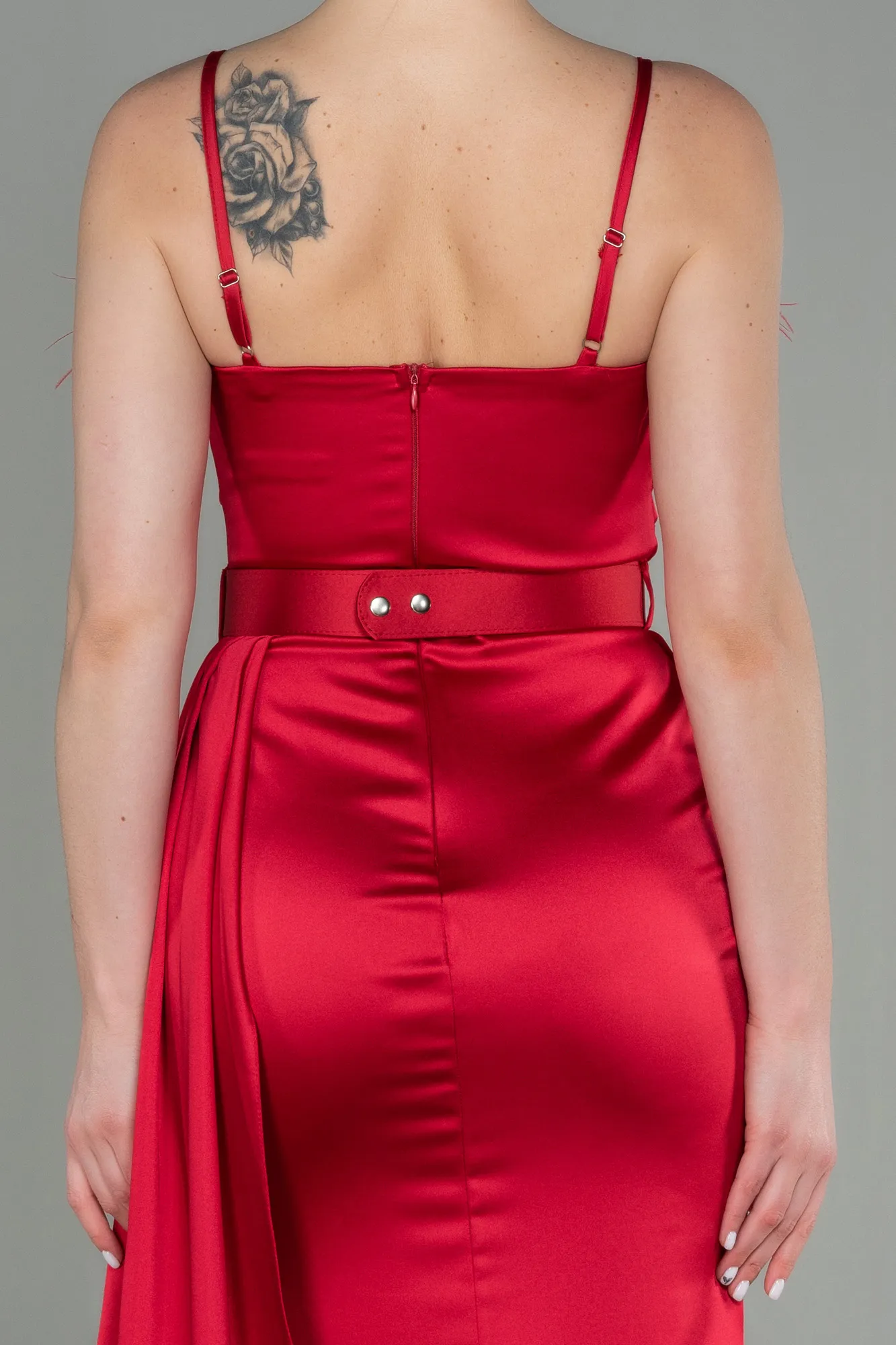 Red-Long Satin Evening Dress ABU2939