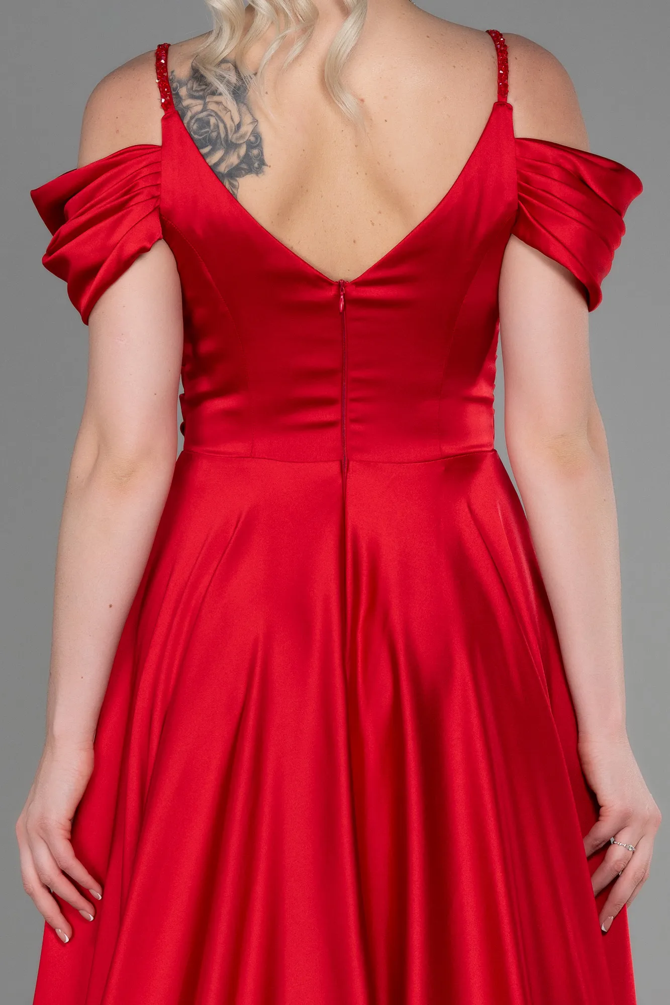 Red-Long Satin Evening Dress ABU3226