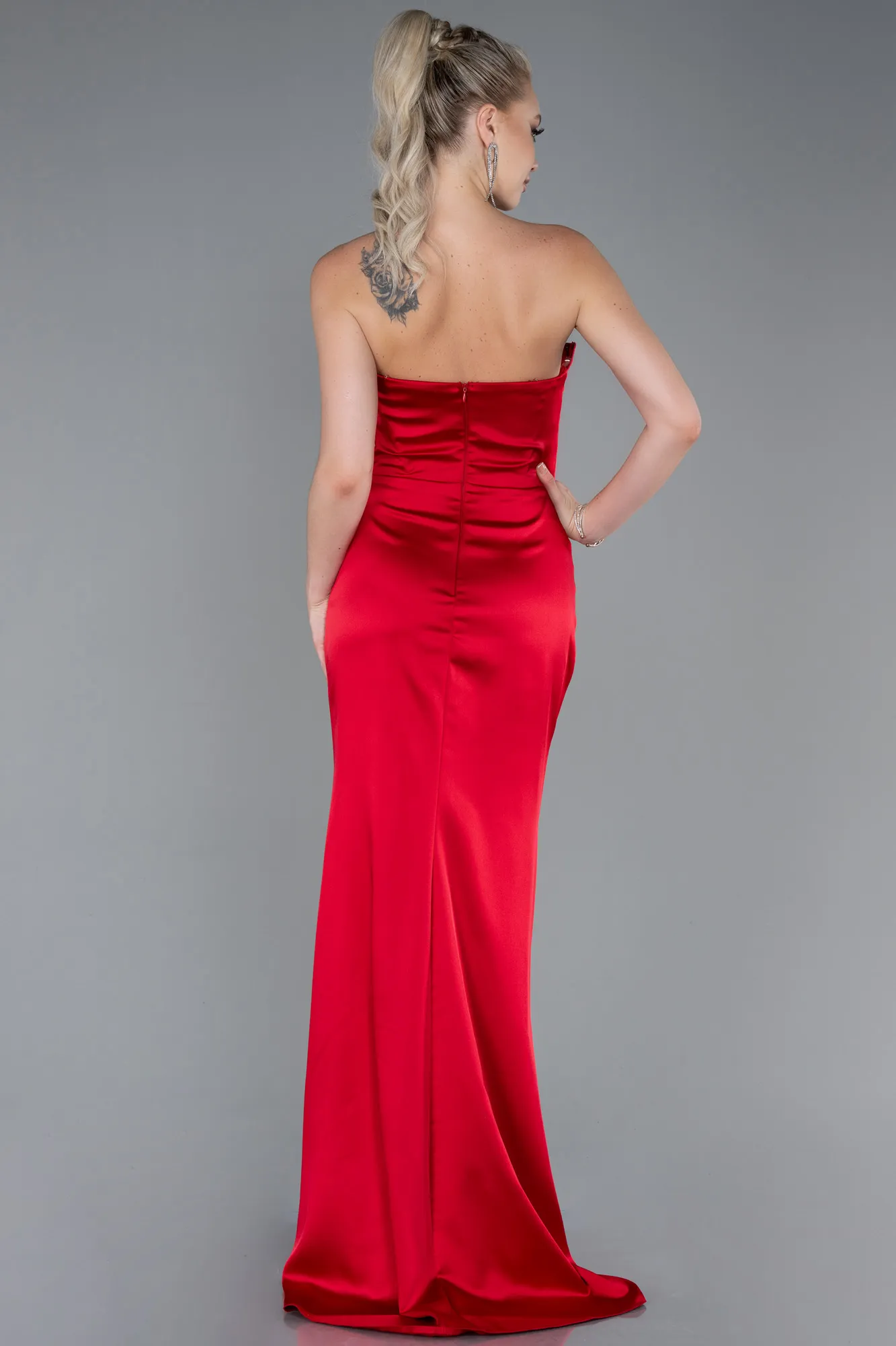 Red-Long Satin Evening Dress ABU3248
