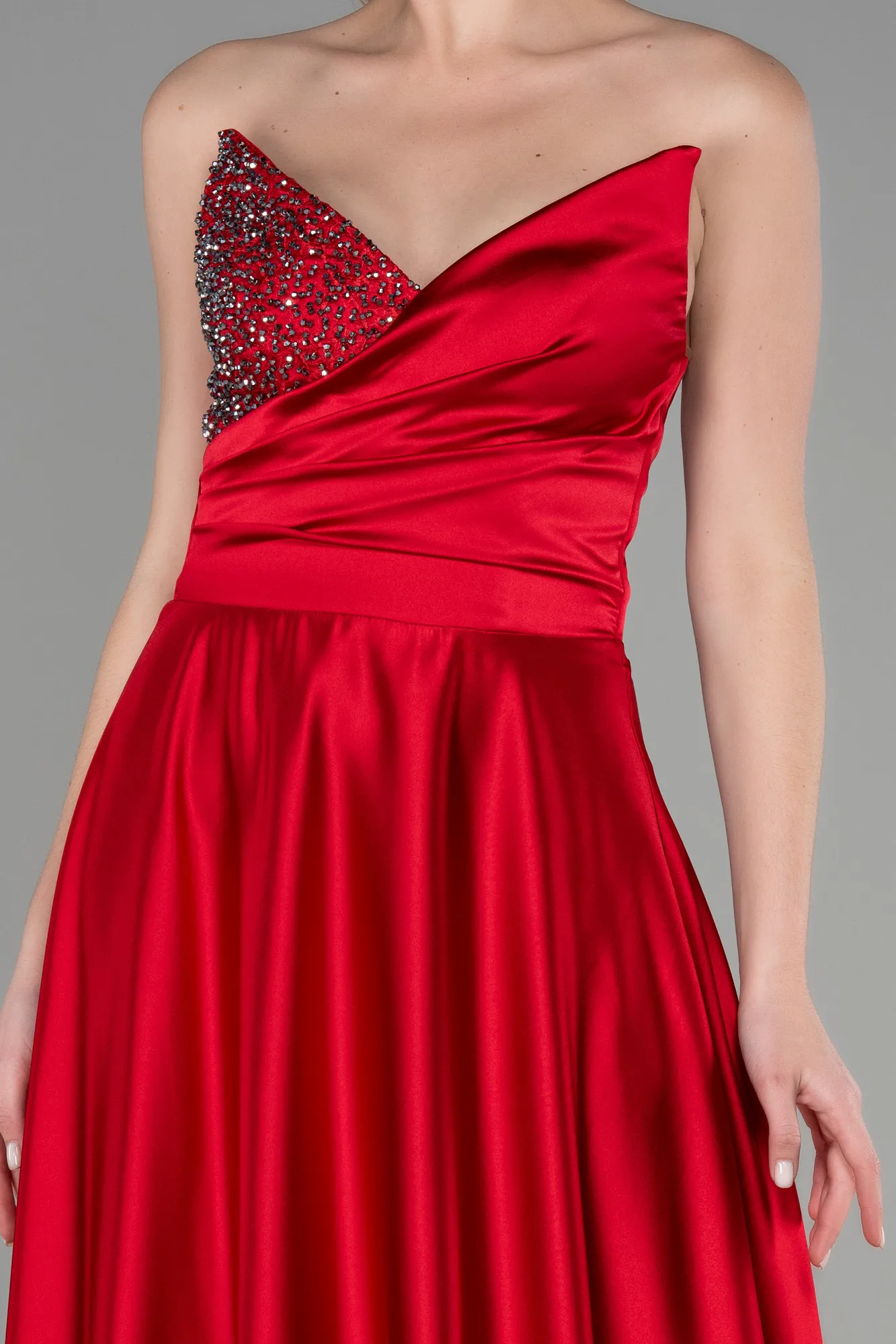 Red-Long Satin Evening Dress ABU3385