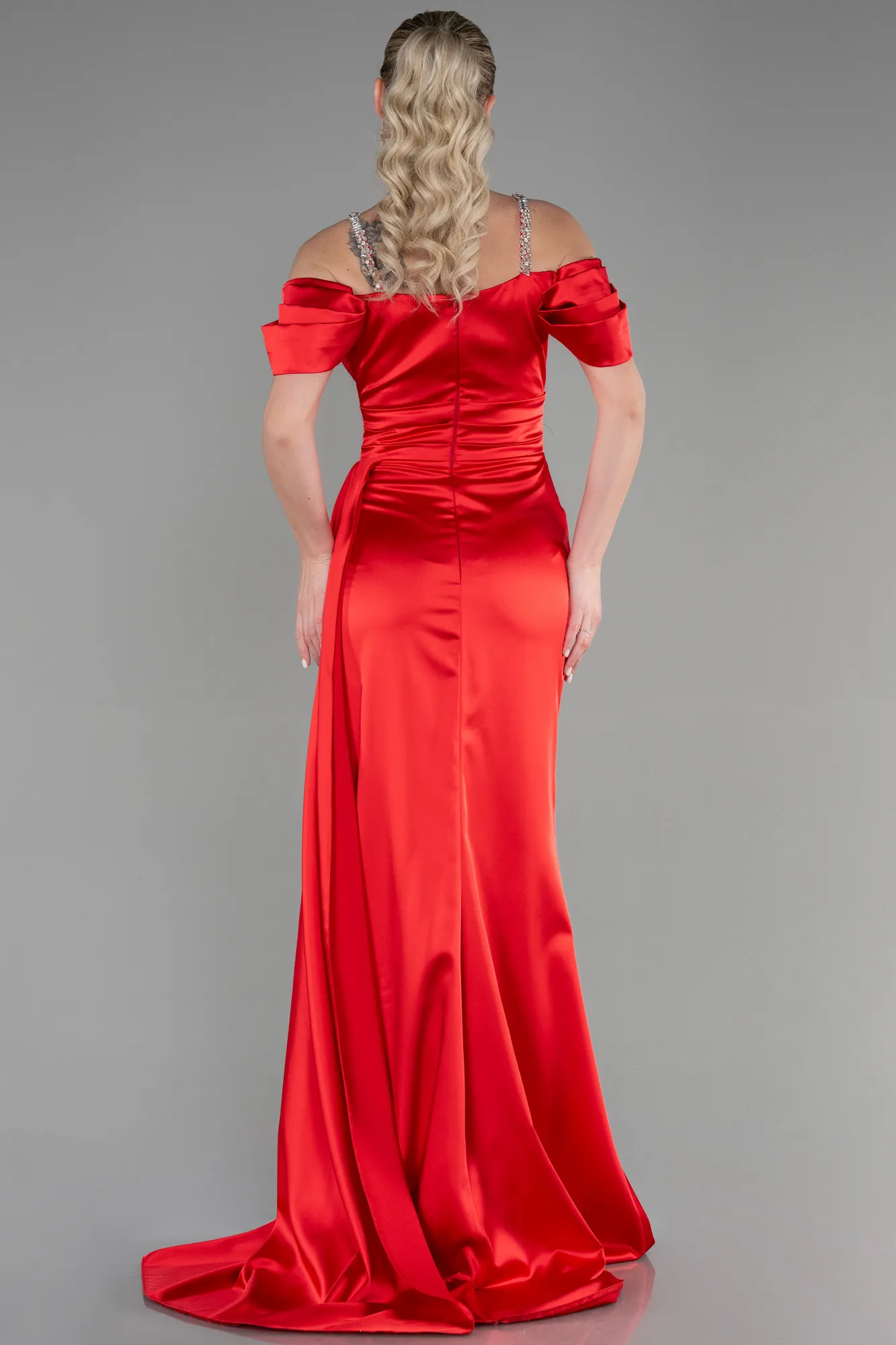 Red-Long Satin Evening Dress ABU3398