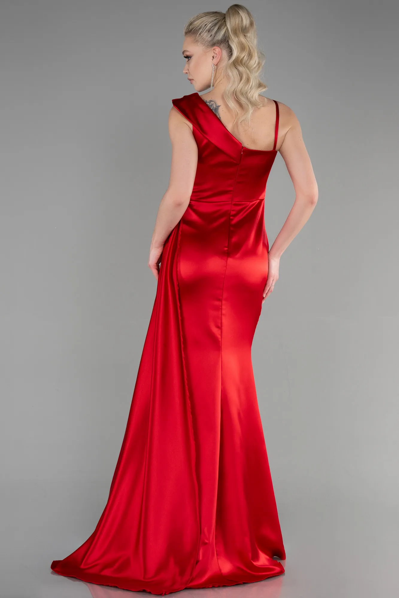 Red-Long Satin Evening Dress ABU3546