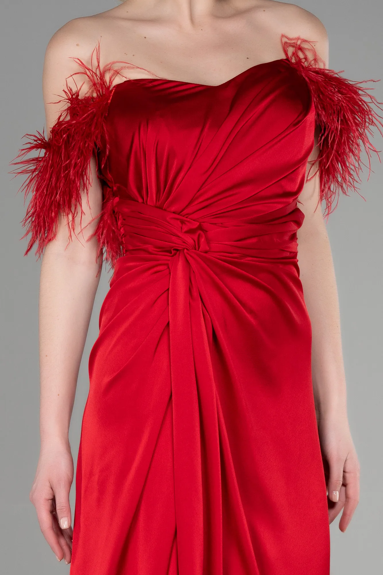 Red-Long Satin Evening Dress ABU3631