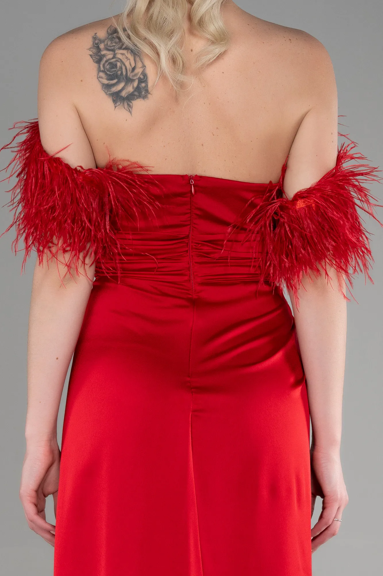 Red-Long Satin Evening Dress ABU3631