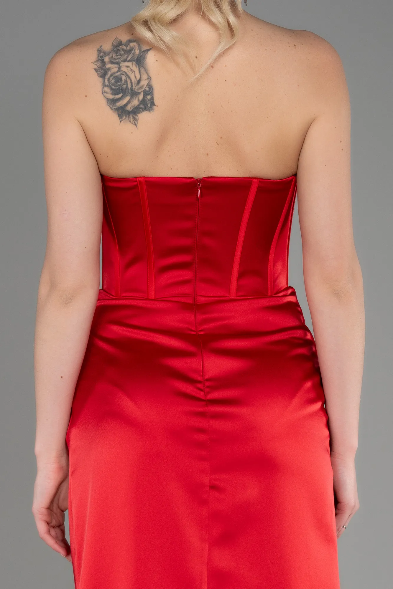 Red-Long Satin Evening Dress ABU3706