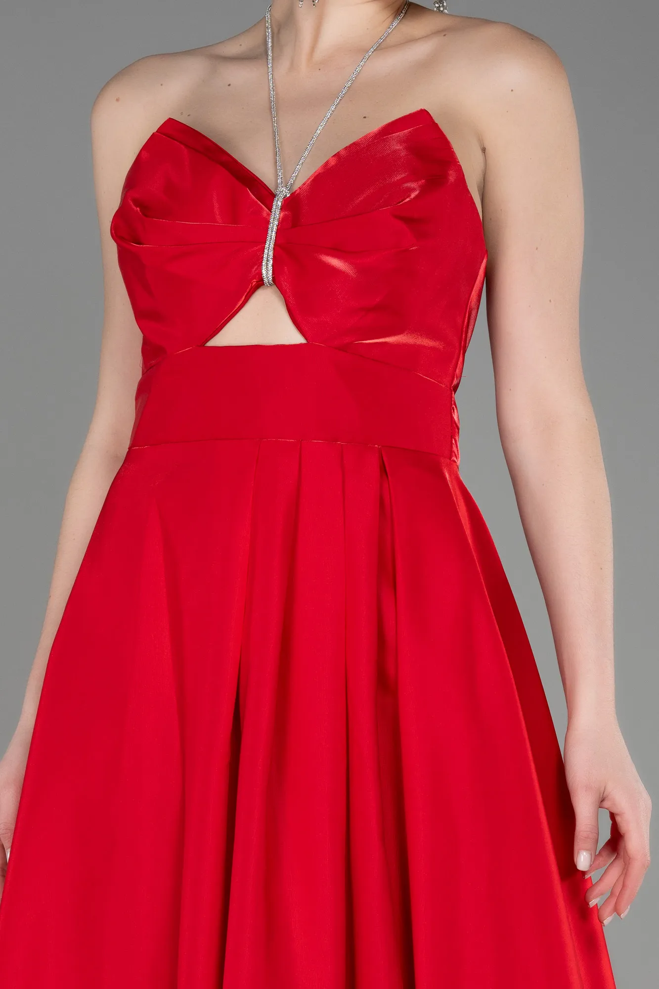 Red-Long Satin Evening Dress ABU3755
