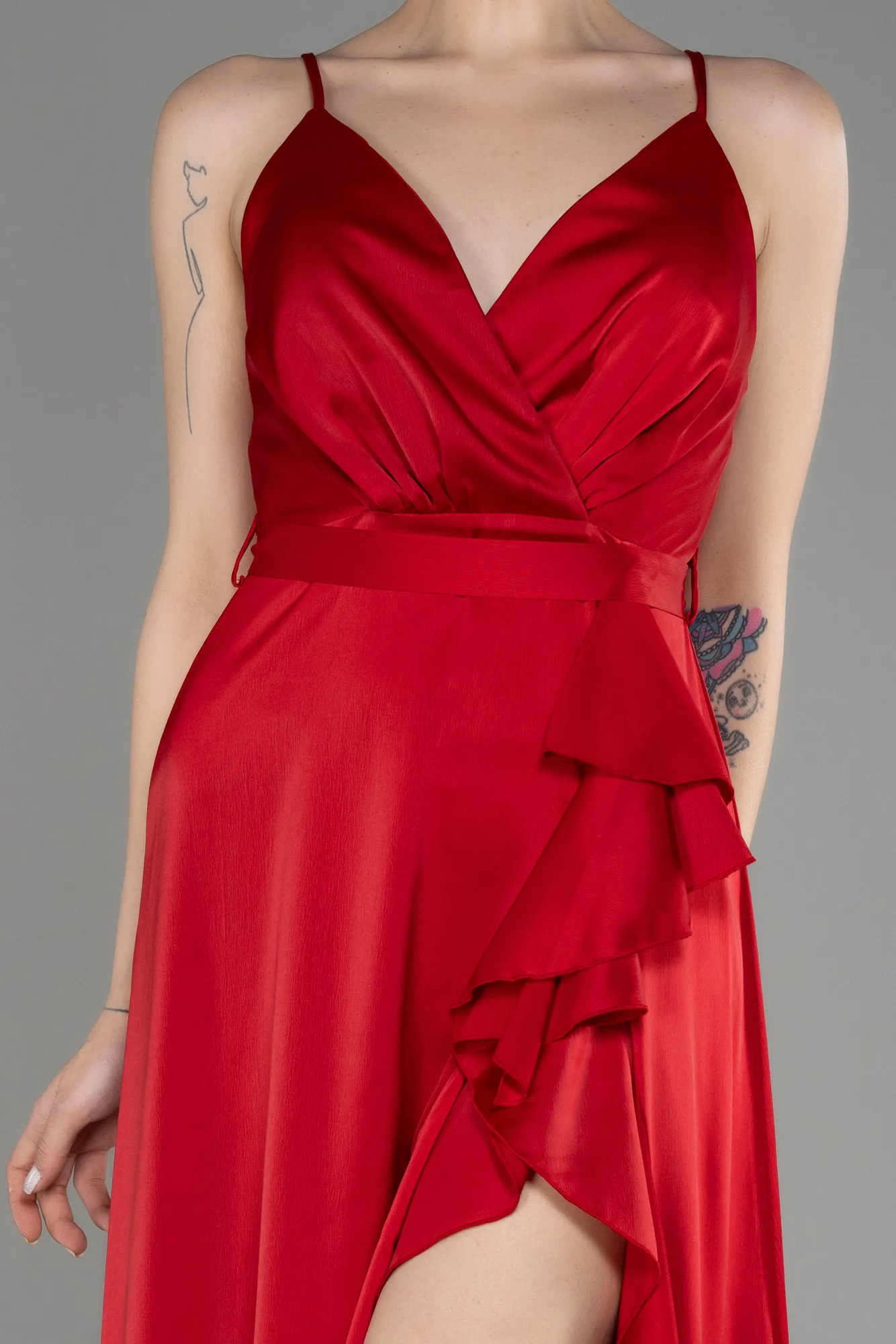 Red-Long Satin Evening Dress ABU3807