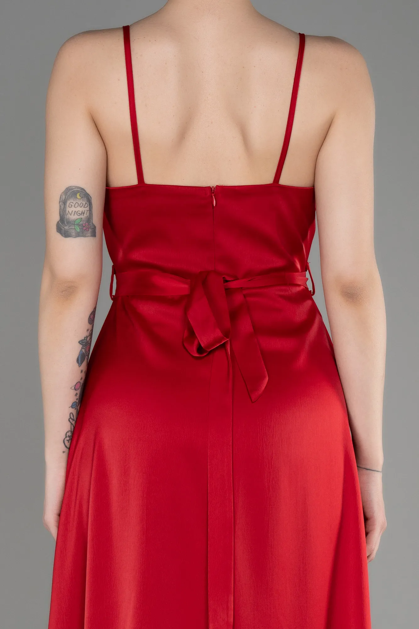 Red-Long Satin Evening Dress ABU3807