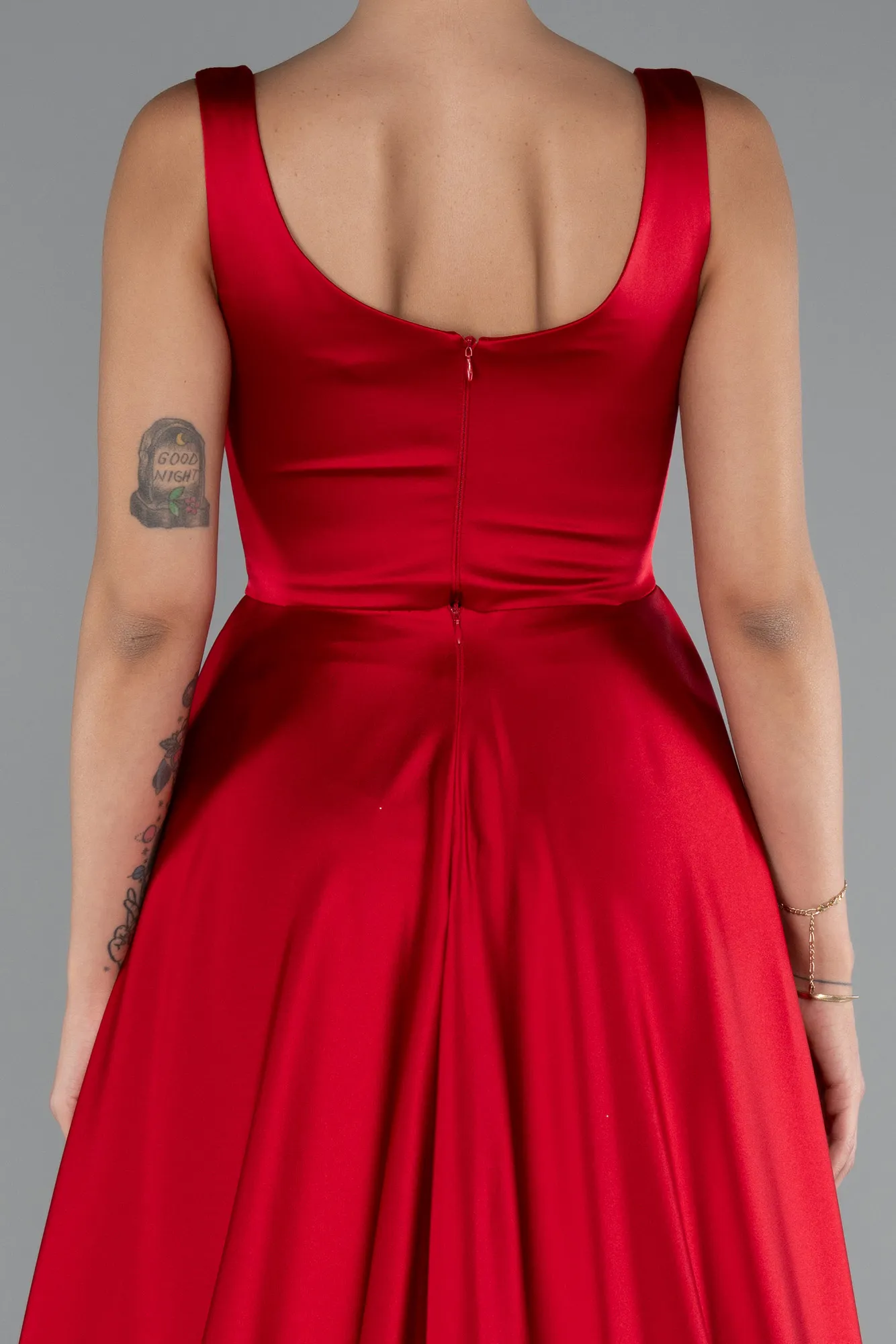Red-Long Satin Evening Dress ABU4715