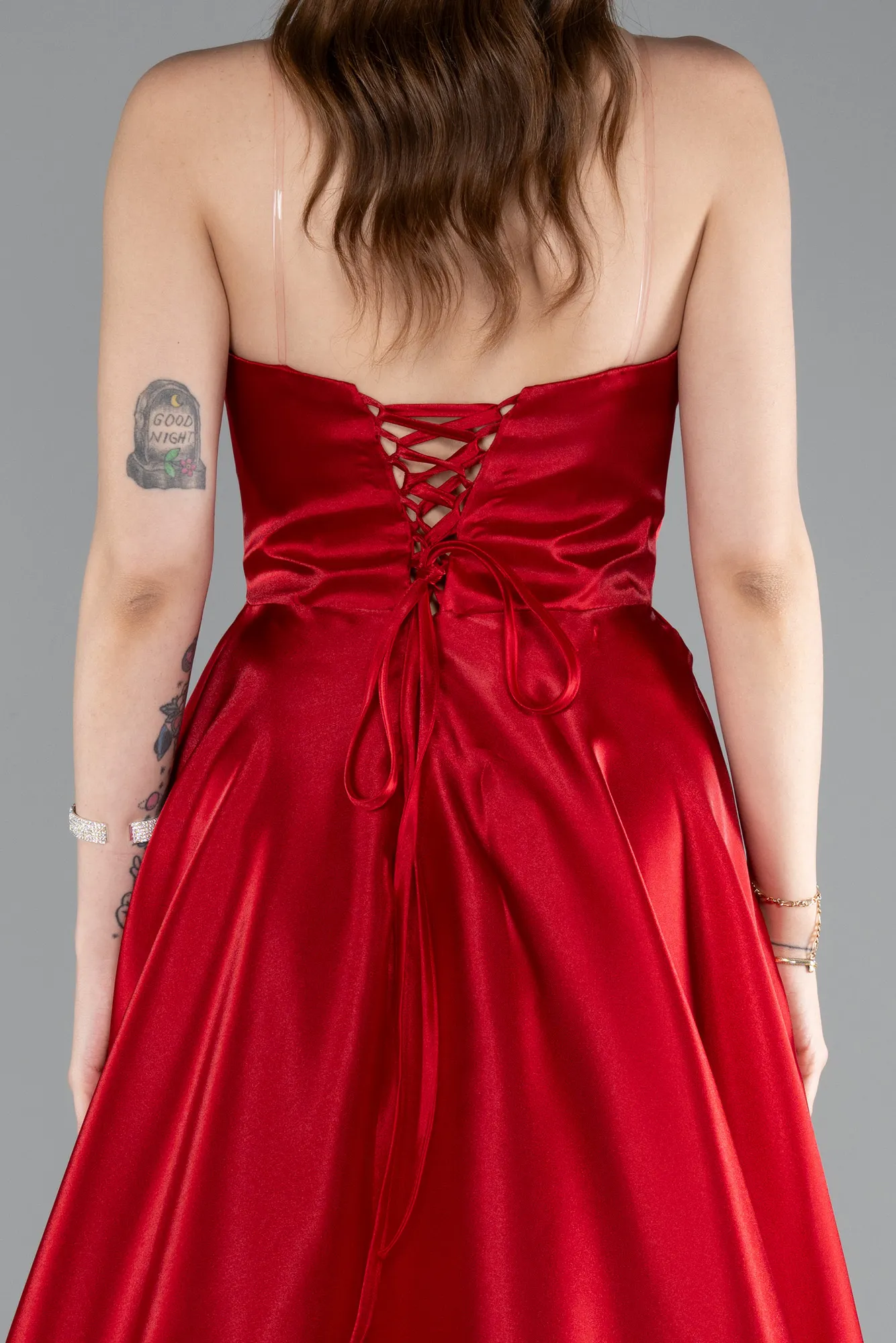 Red-Long Satin Evening Dress ABU4975