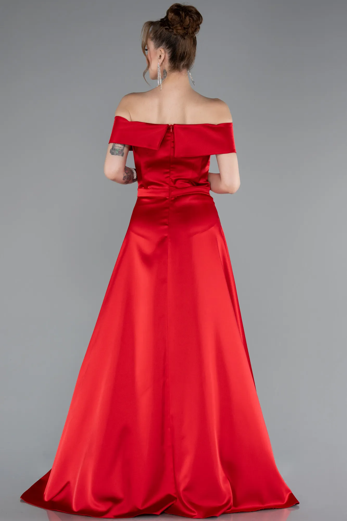 Red-Long Satin Evening Dress ABU4982