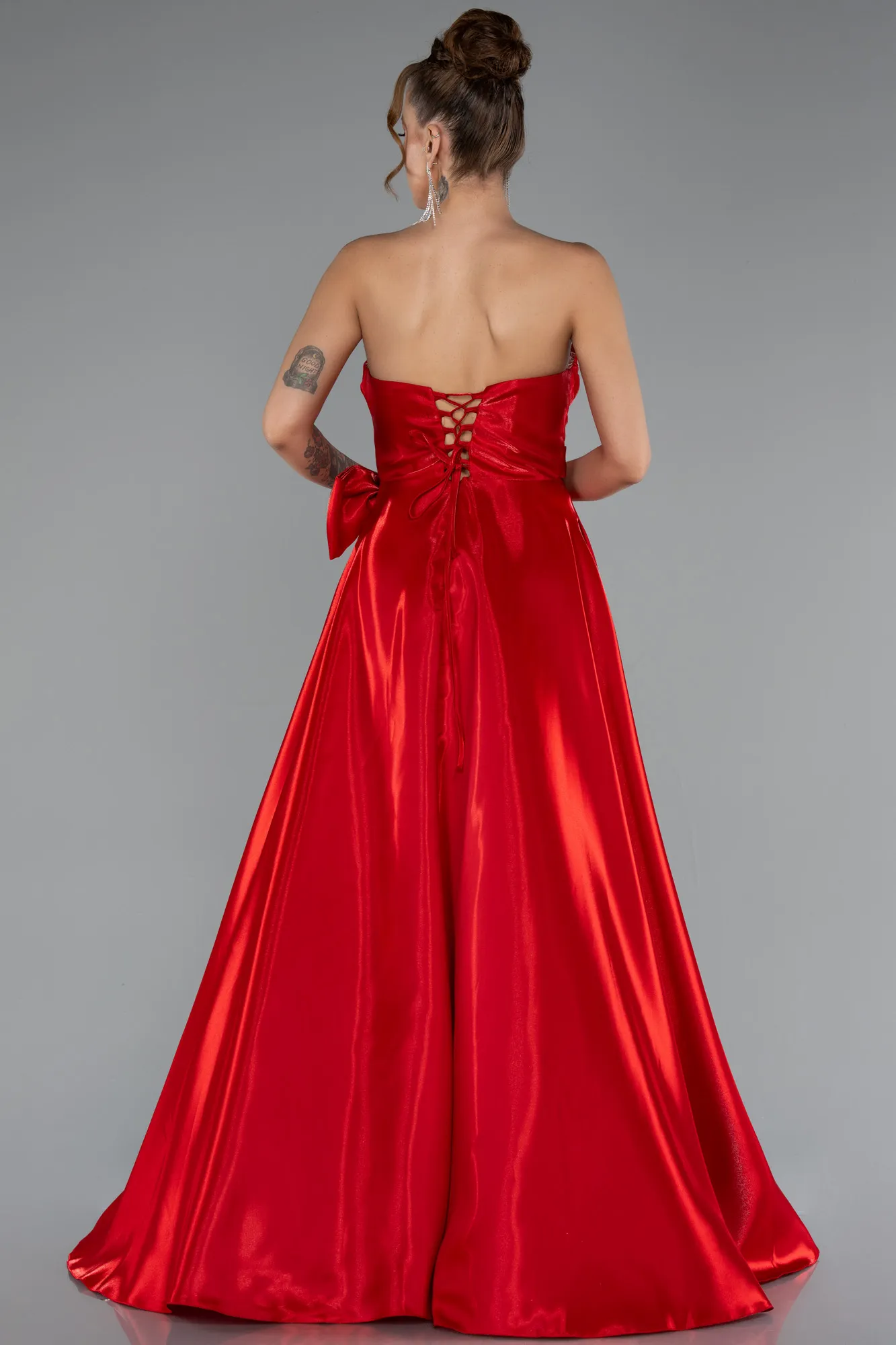 Red-Long Satin Evening Dress ABU4991