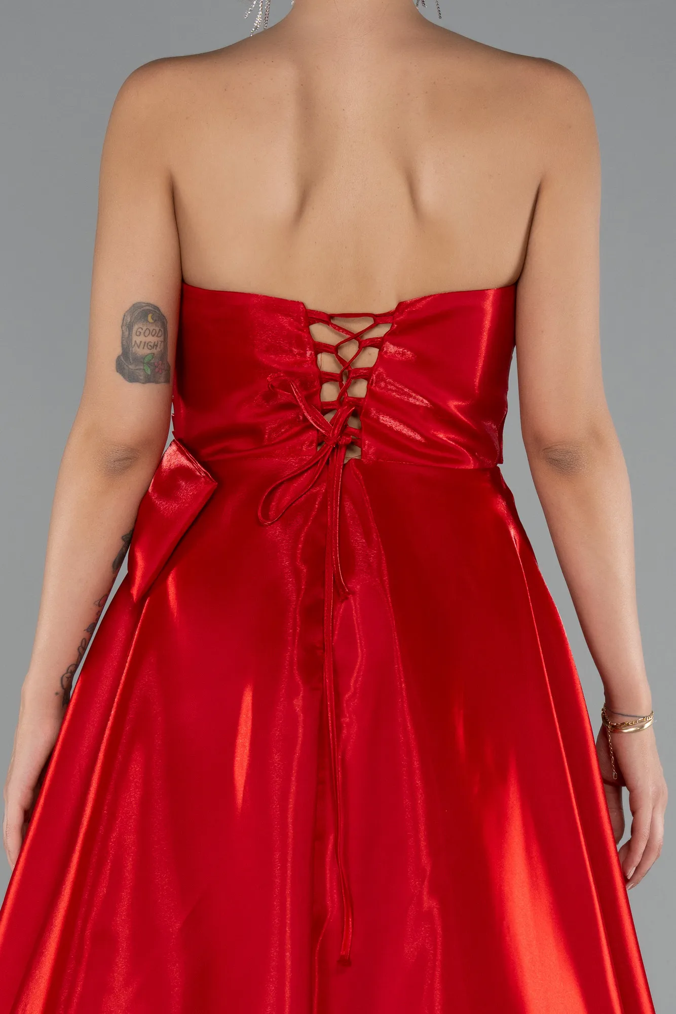 Red-Long Satin Evening Dress ABU4991