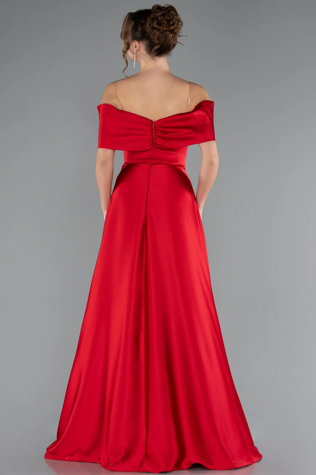 Red-Long Satin Evening Dress ABU5015