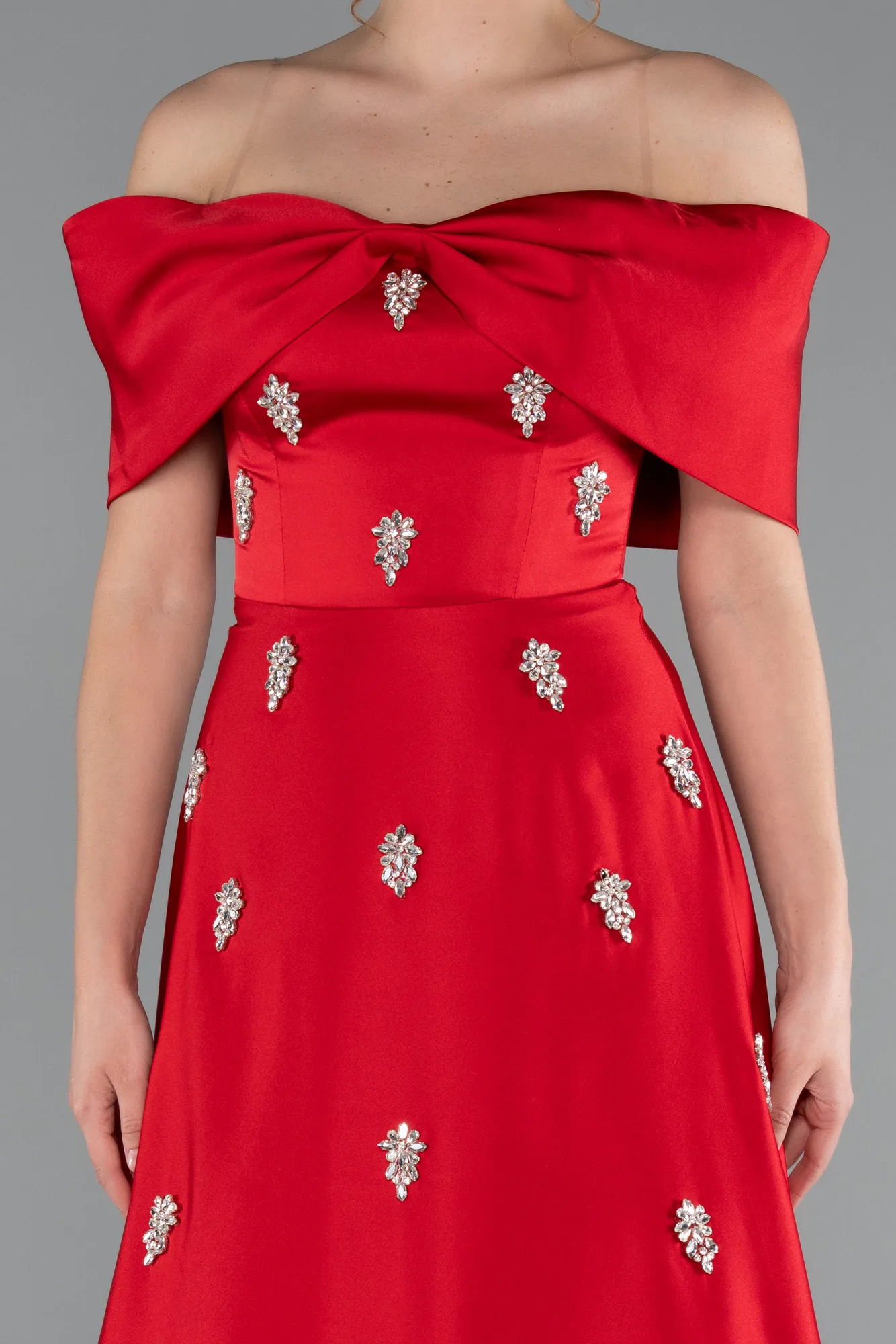 Red-Long Satin Evening Dress ABU5015