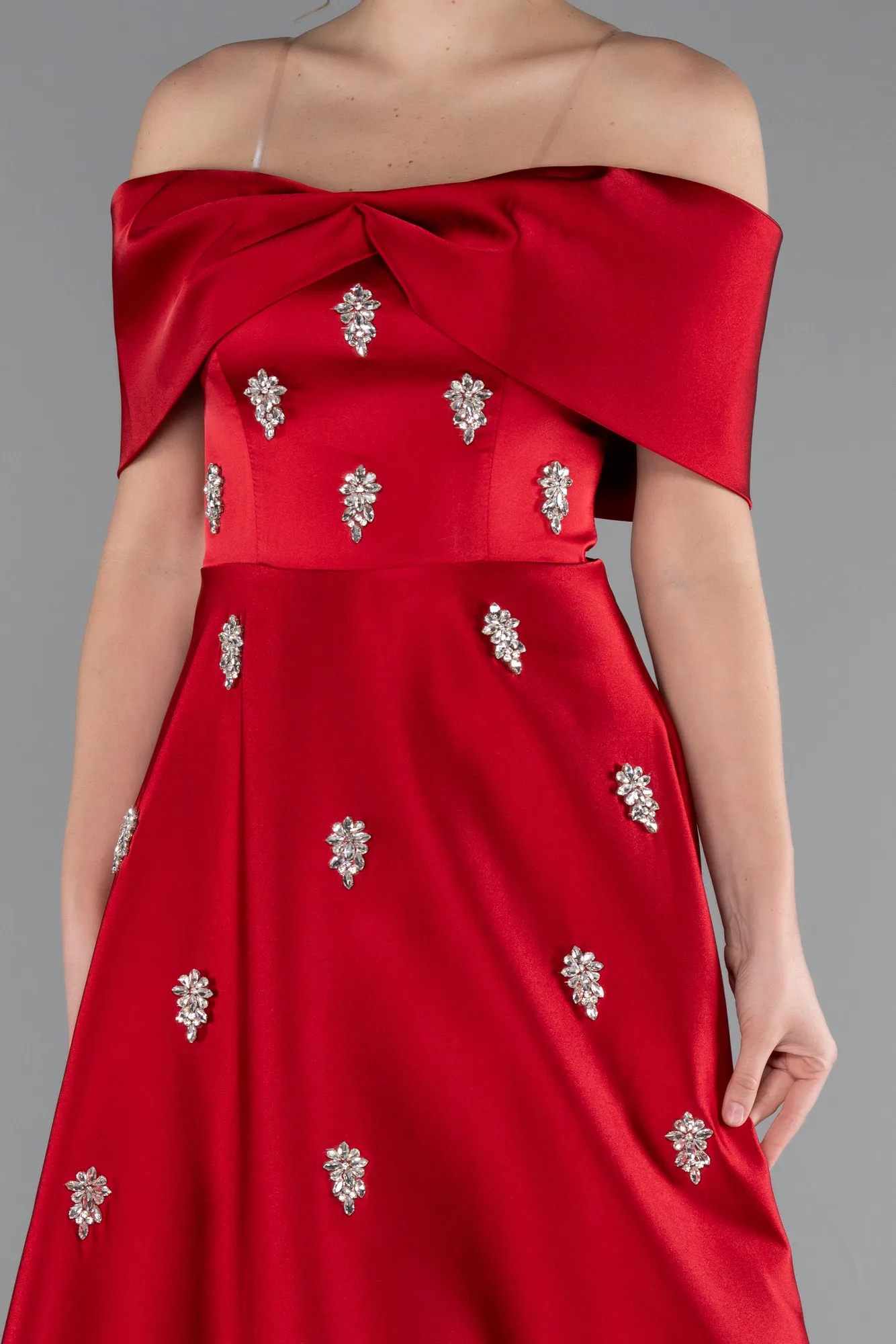 Red-Long Satin Evening Dress ABU5020