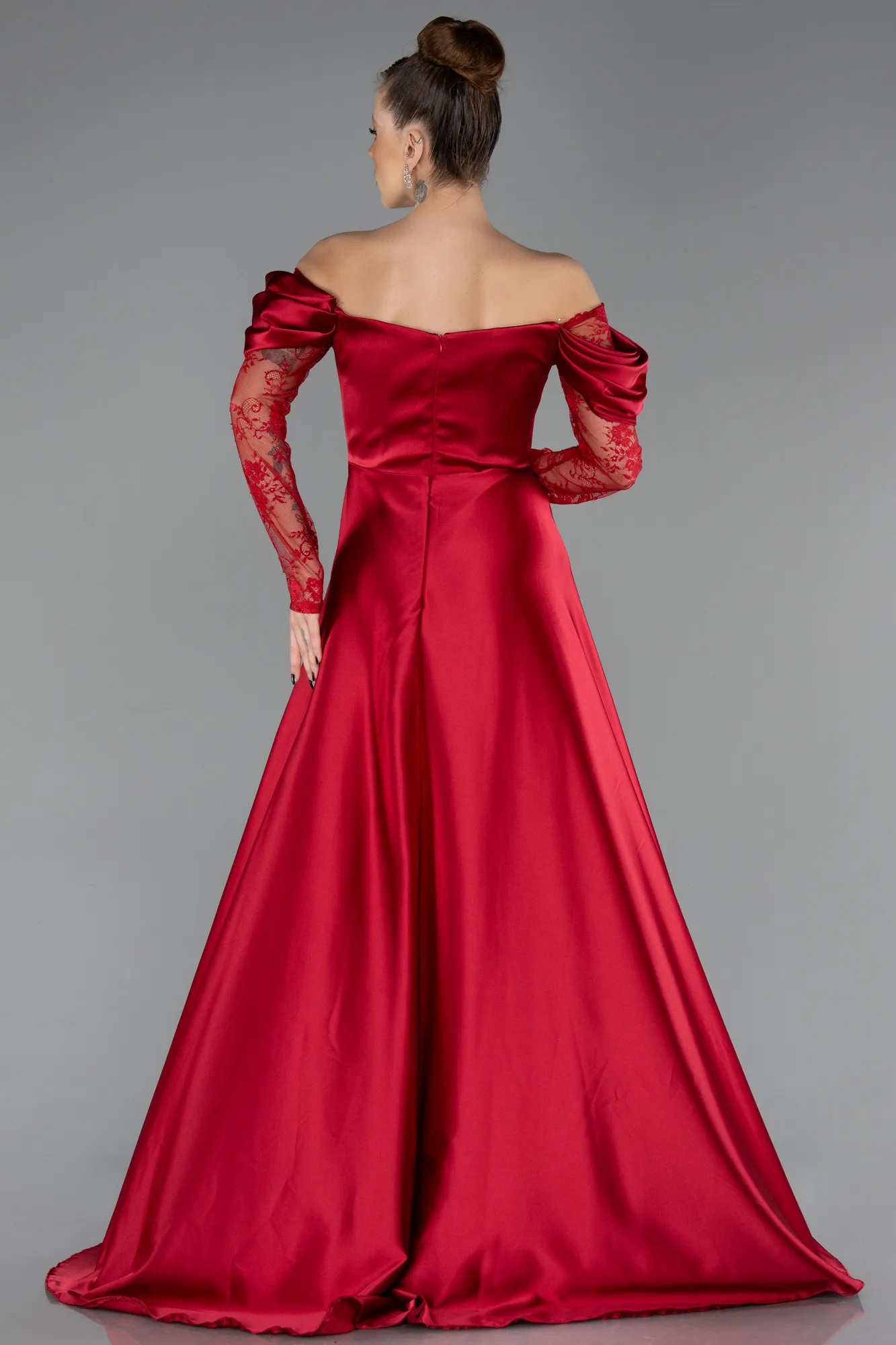 Red-Long Satin Evening Dress ABU5054