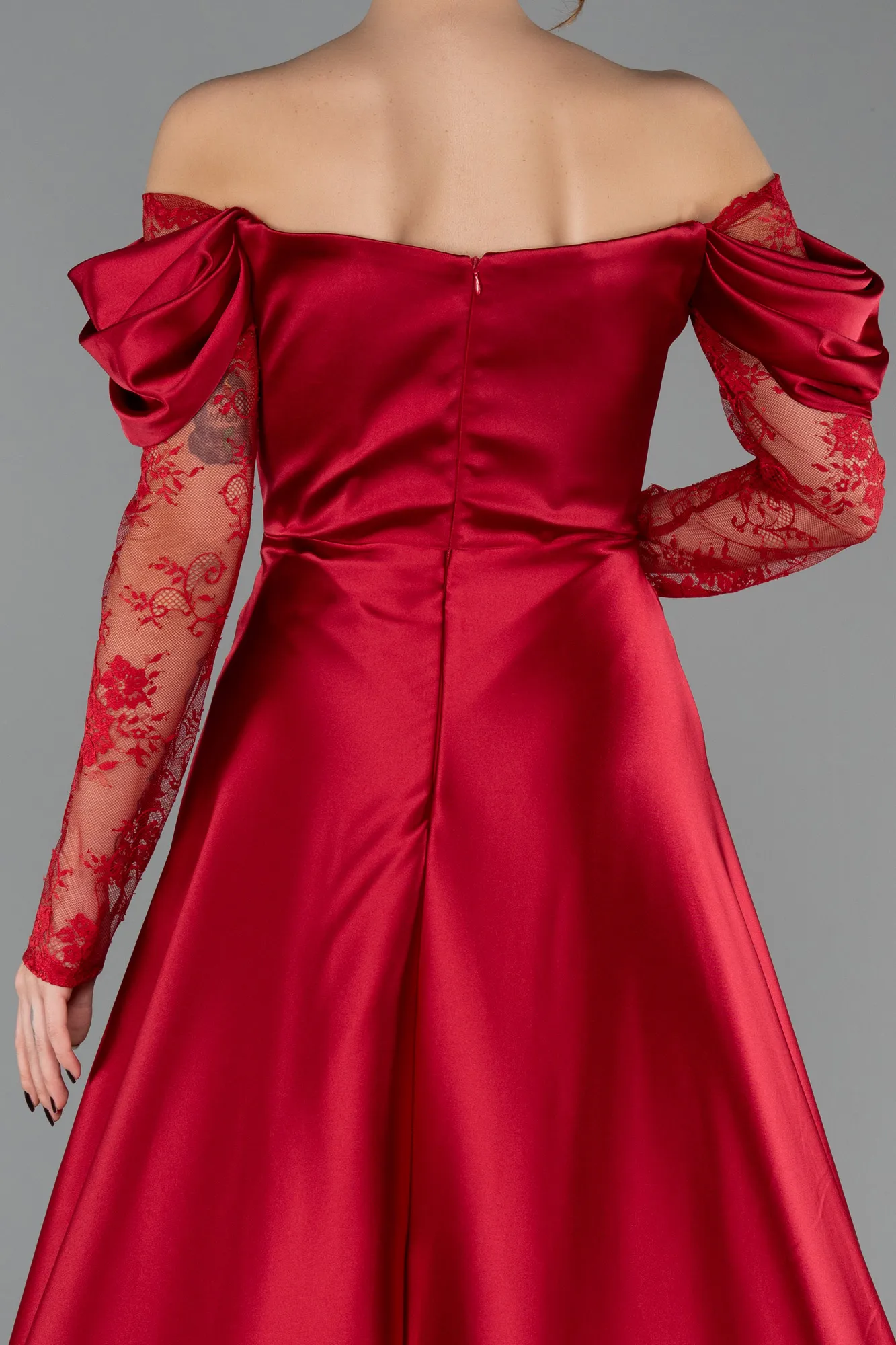 Red-Long Satin Evening Dress ABU5054
