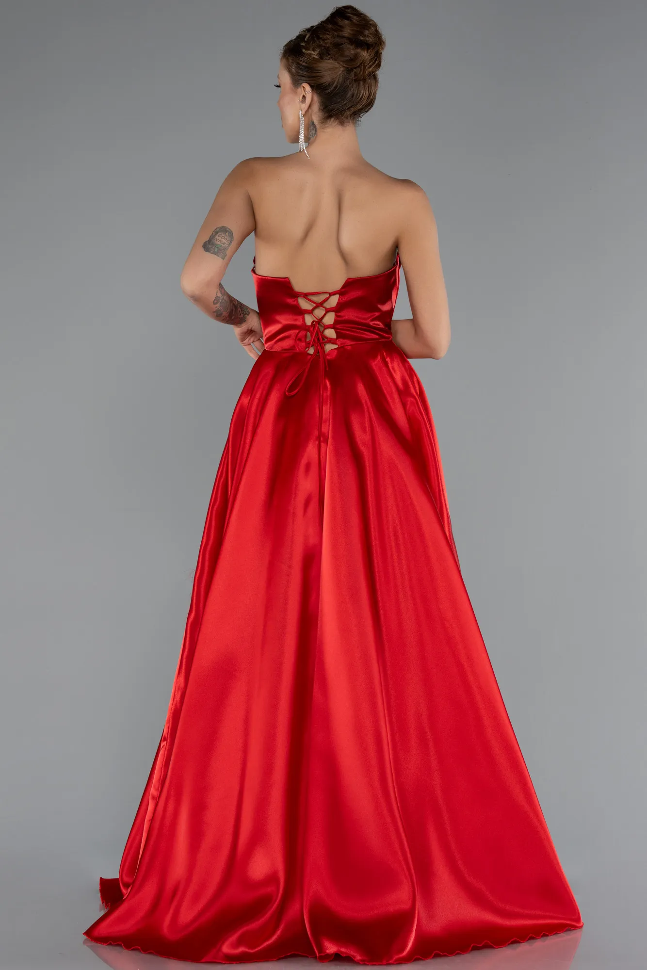 Red-Long Satin Evening Dress ABU5064