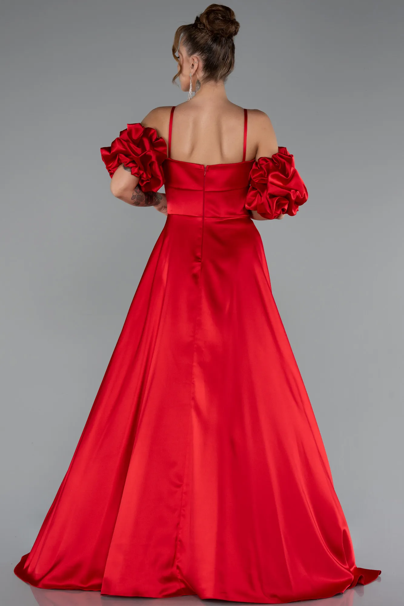 Red-Long Satin Evening Dress ABU5103