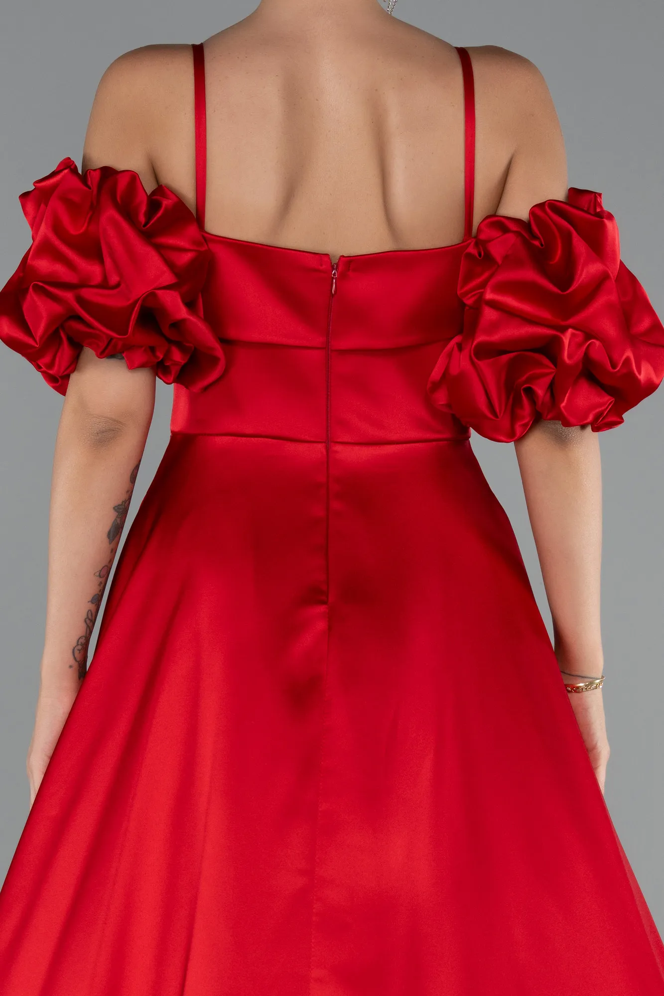 Red-Long Satin Evening Dress ABU5103