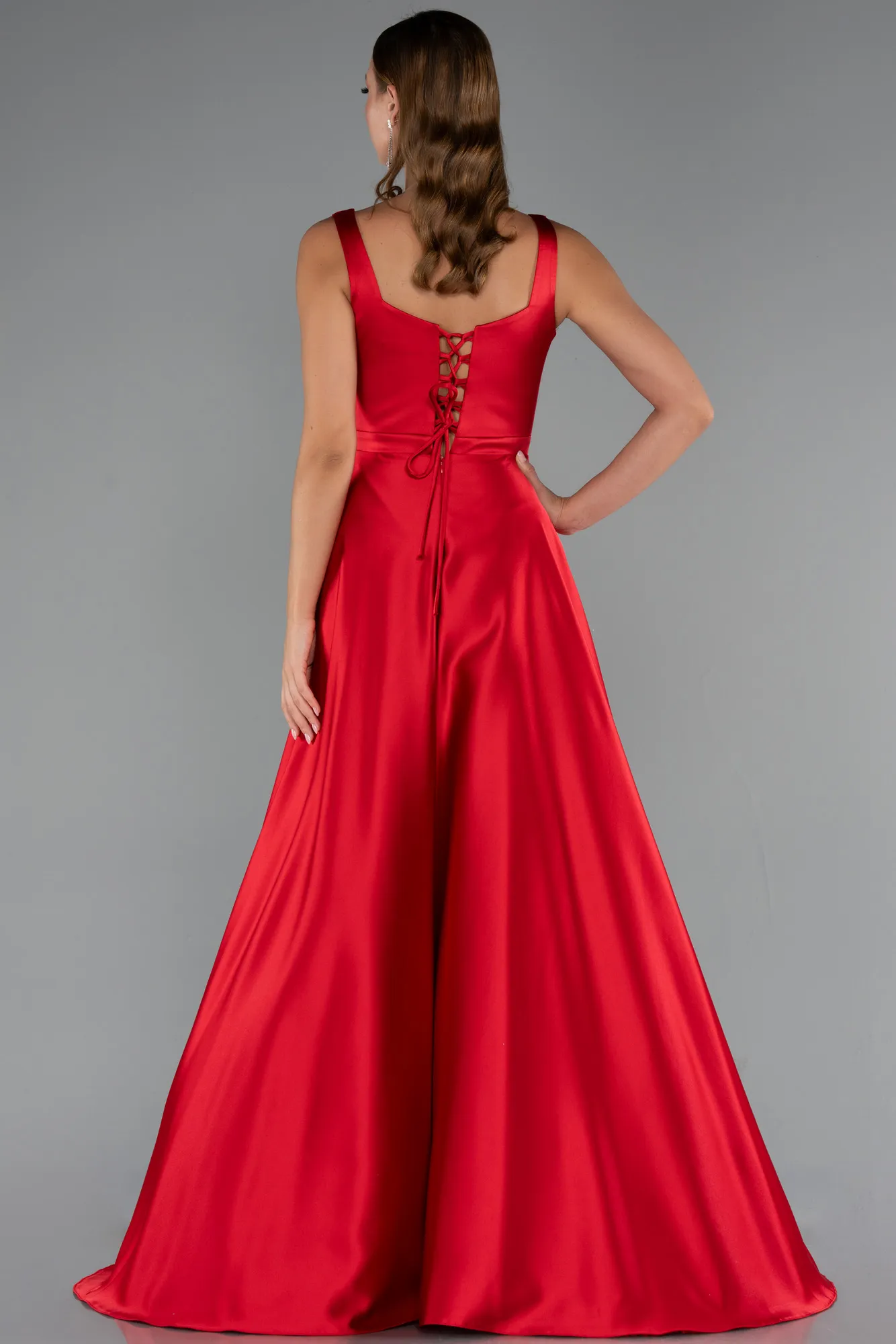 Red-Long Satin Evening Dress ABU5136