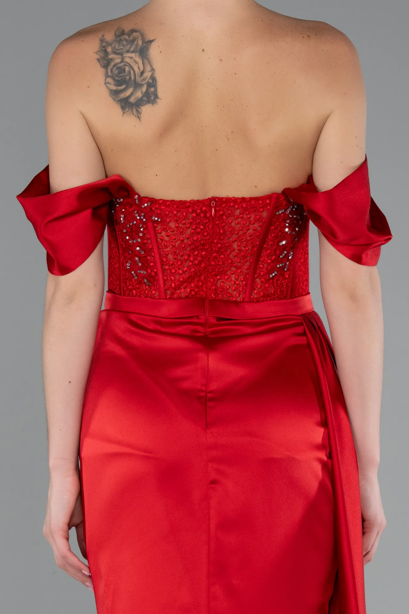 Red-Long Satin Evening Dress ABU5520