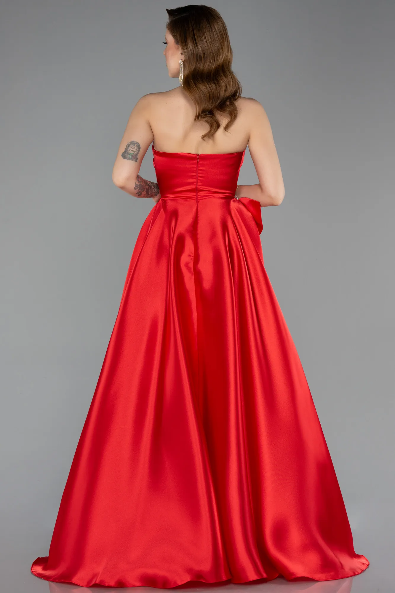 Red-Long Satin Evening Dress ABU5541