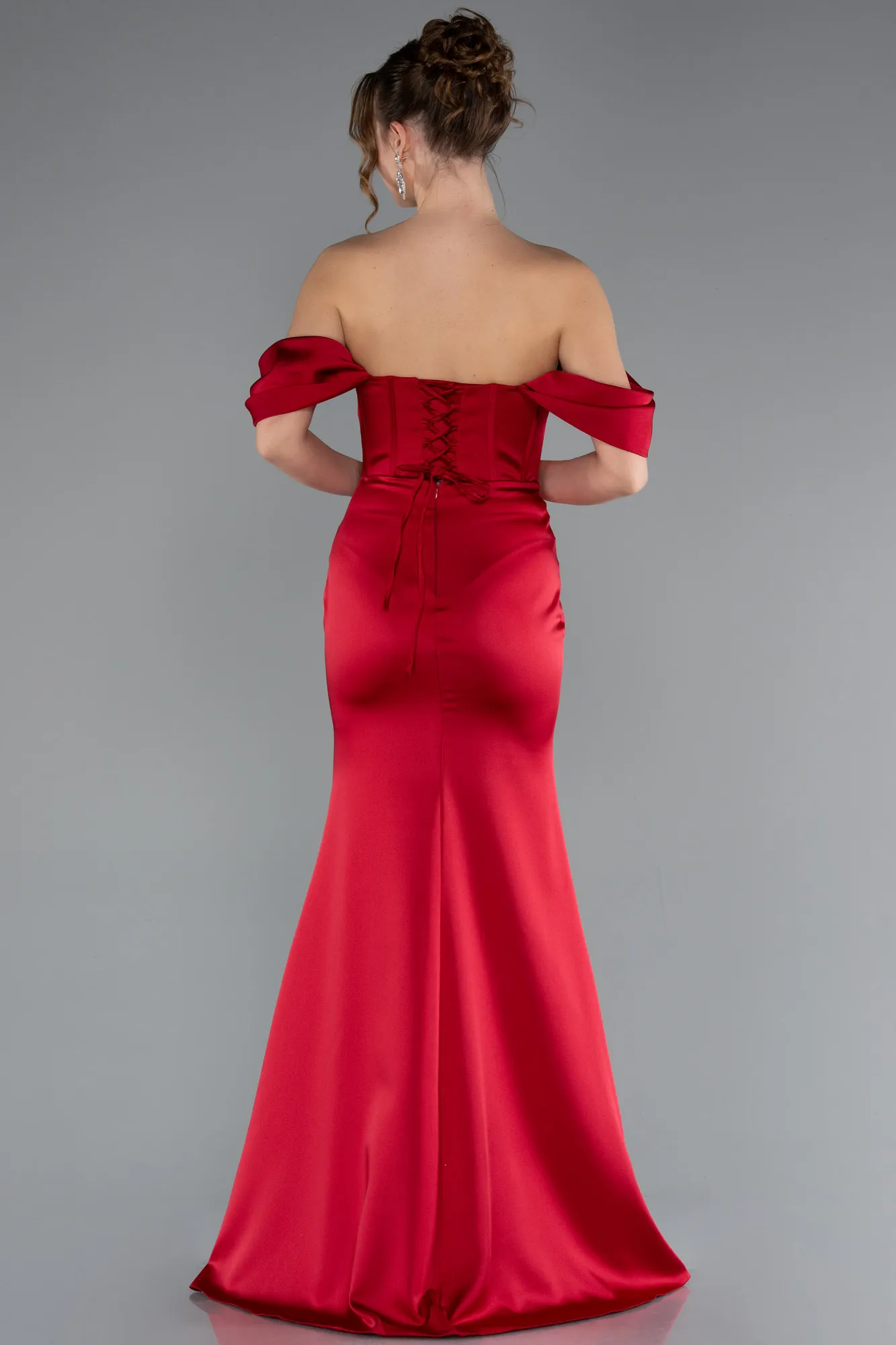 Red-Long Satin Mermaid Prom Dress ABU5017