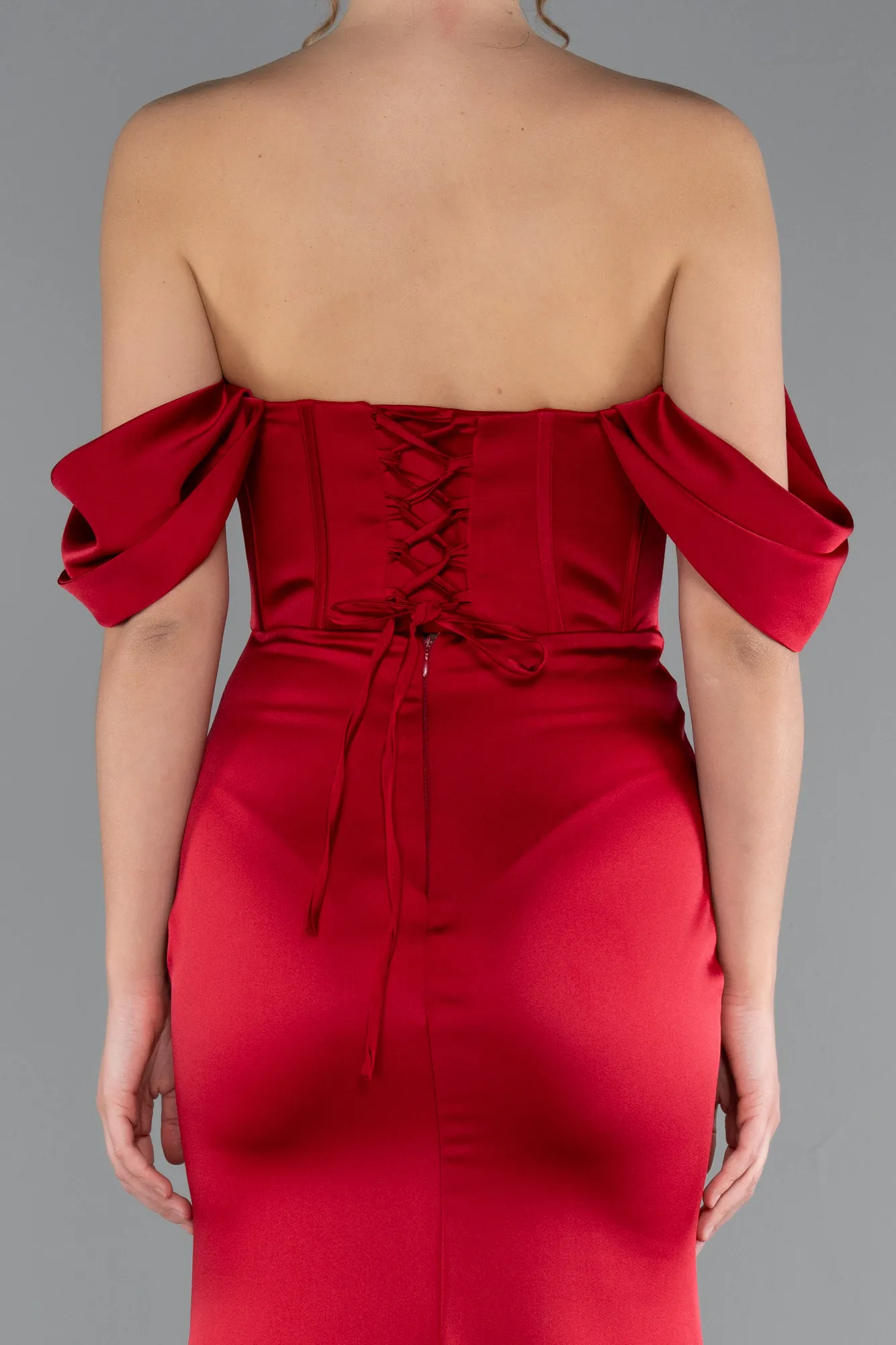 Red-Long Satin Mermaid Prom Dress ABU5017