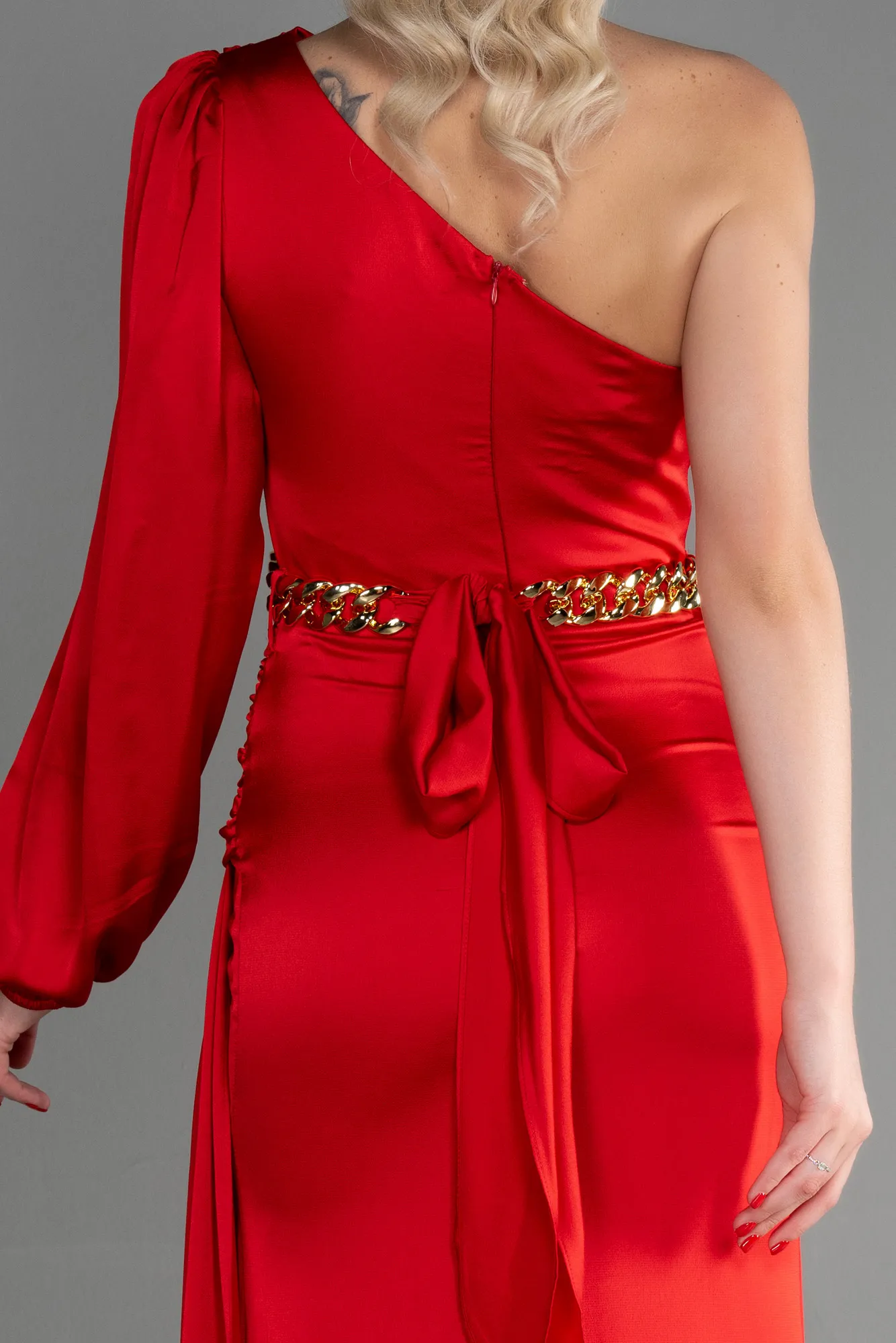Red-Long Satin Prom Gown ABU2625
