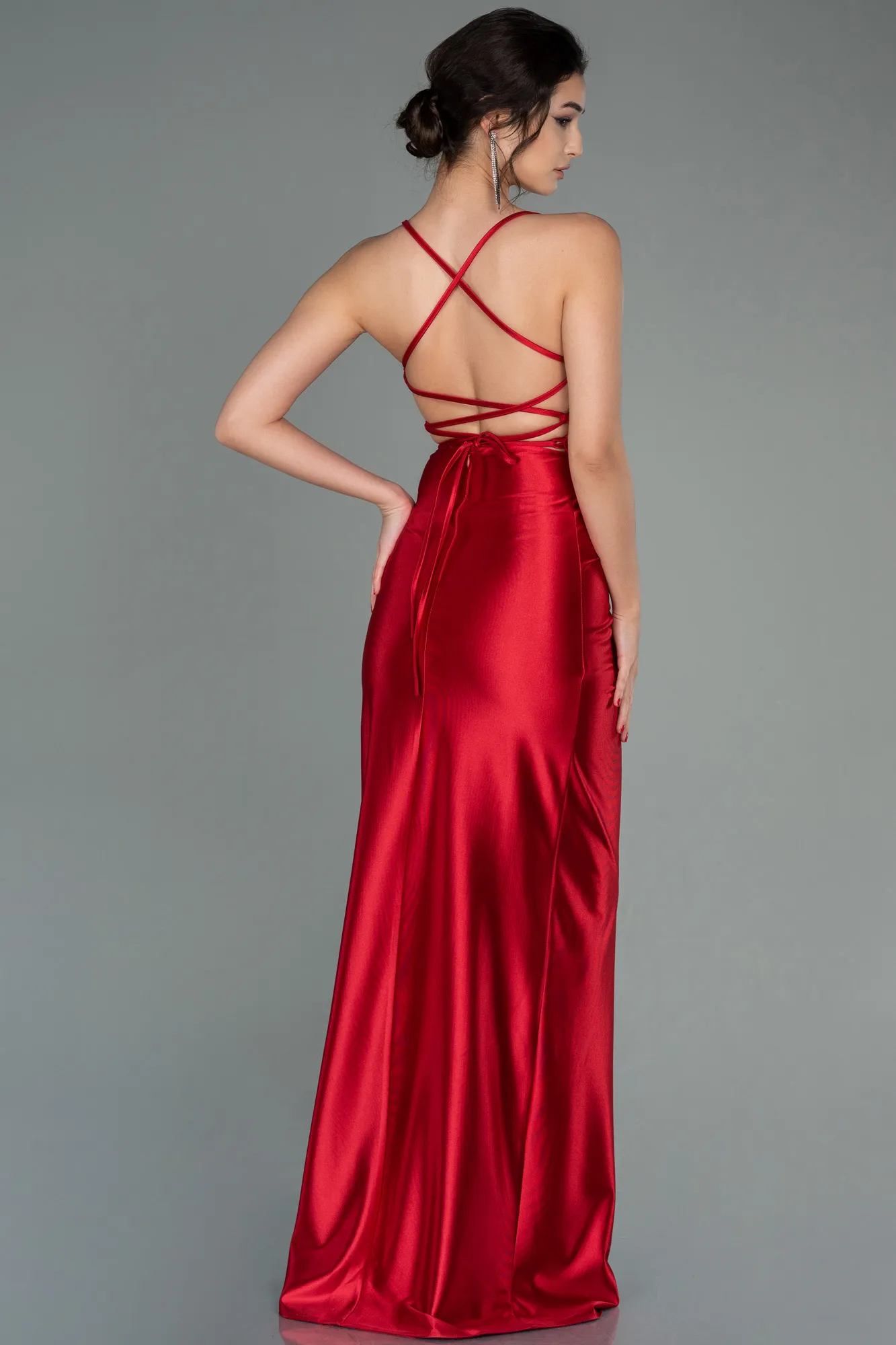 Red-Long Satin Prom Gown ABU2800