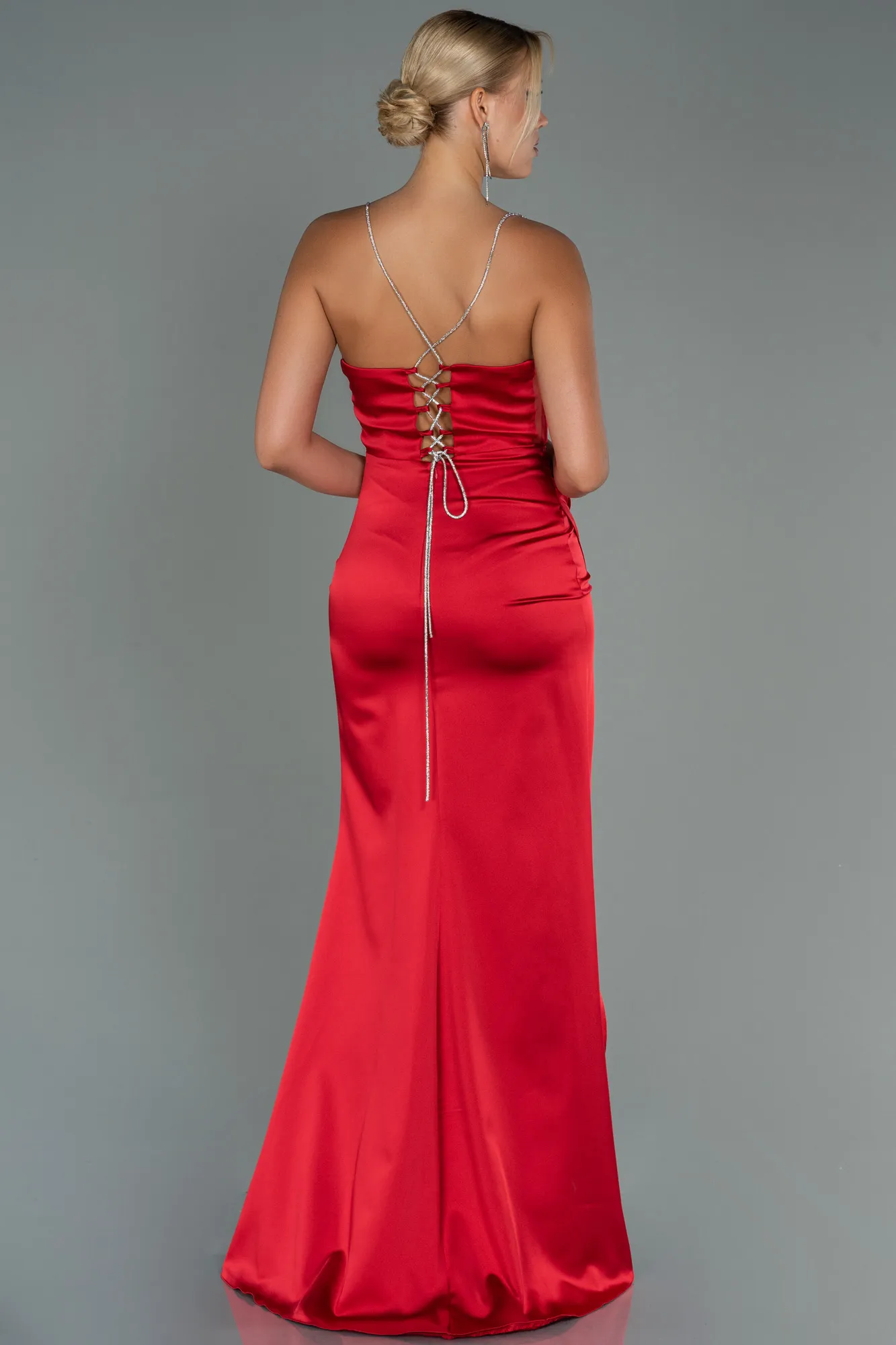 Red-Long Satin Prom Gown ABU3094