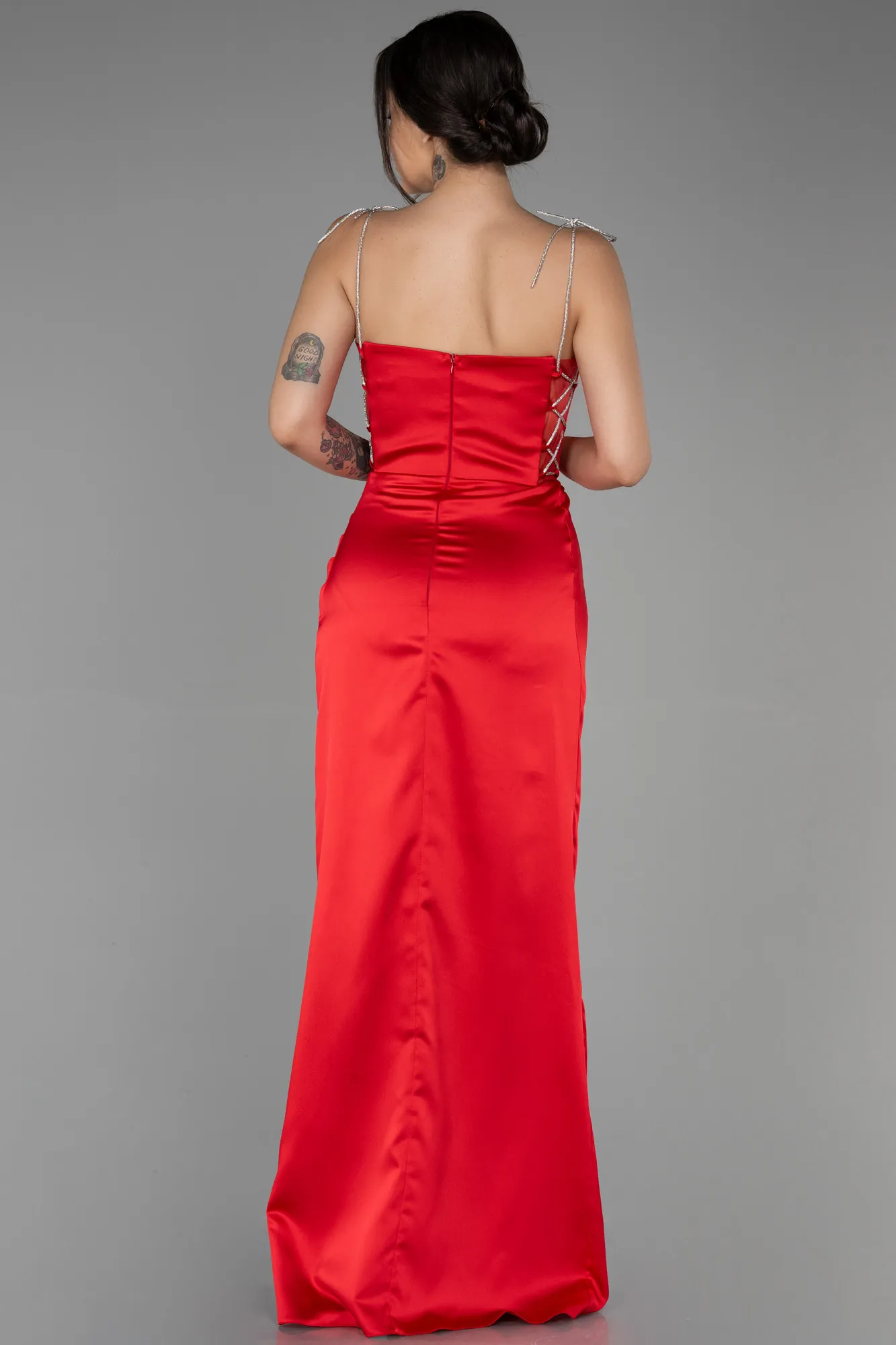 Red-Long Satin Prom Gown ABU3329