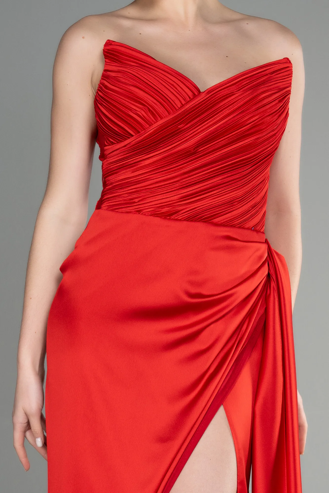 Red-Long Satin Prom Gown ABU3482