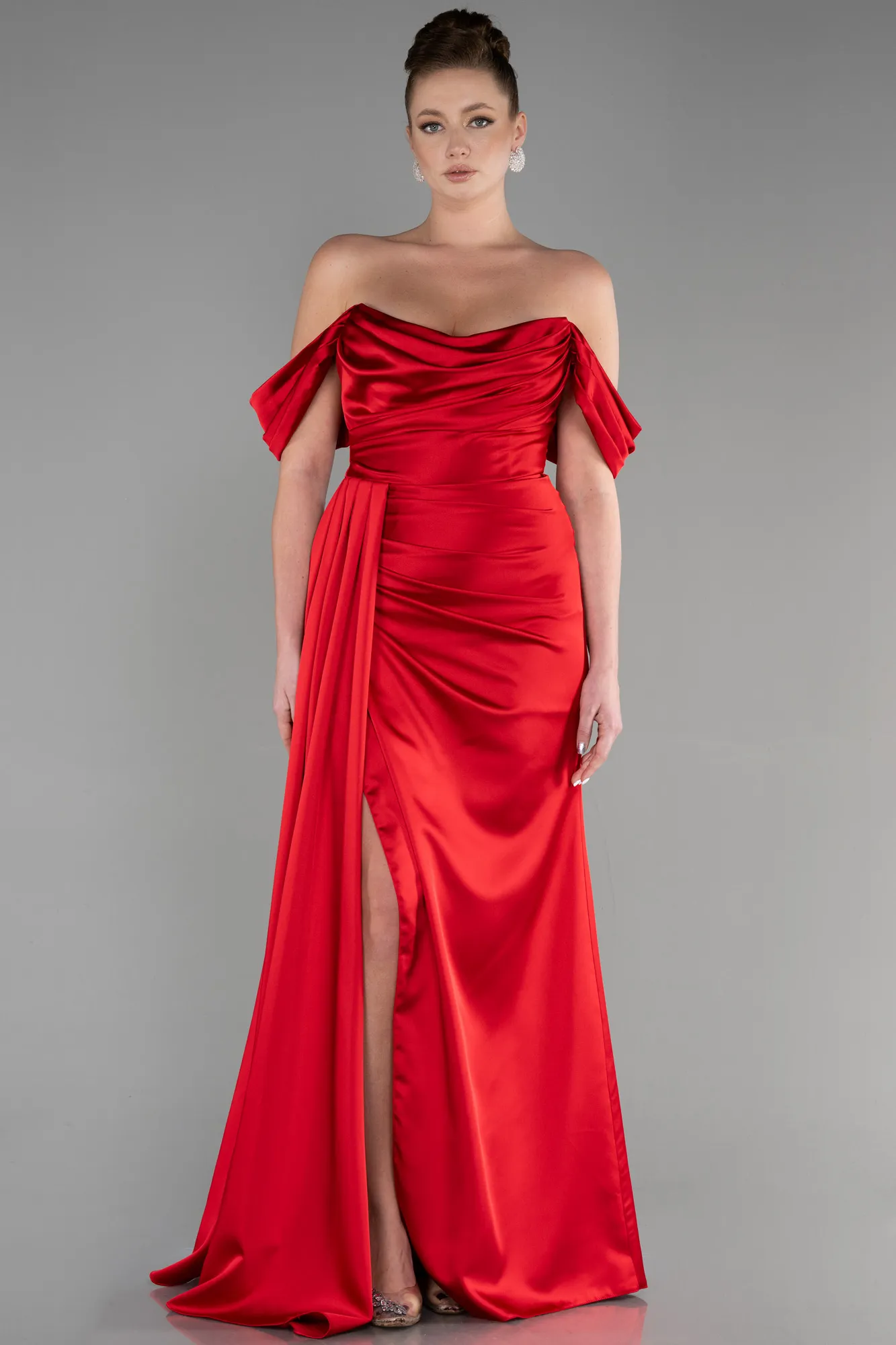 Red-Long Satin Prom Gown ABU3514