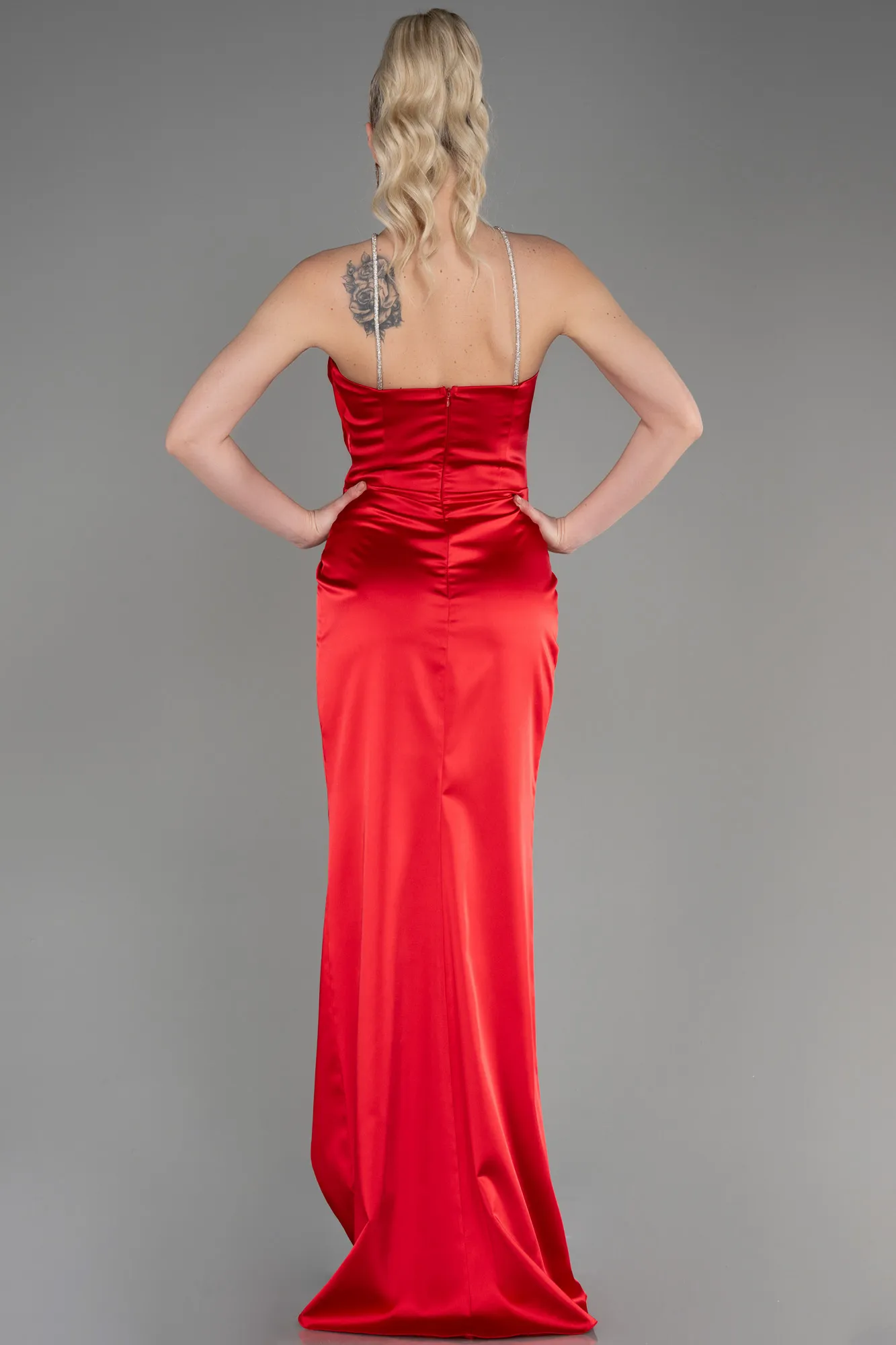 Red-Long Satin Prom Gown ABU3525