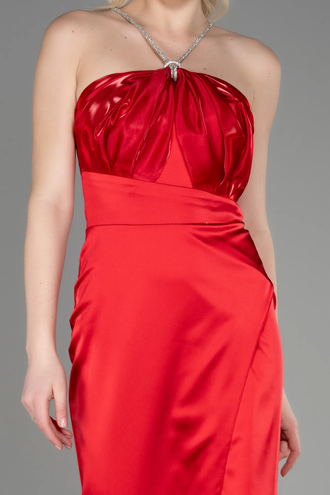 Red-Long Satin Prom Gown ABU3525